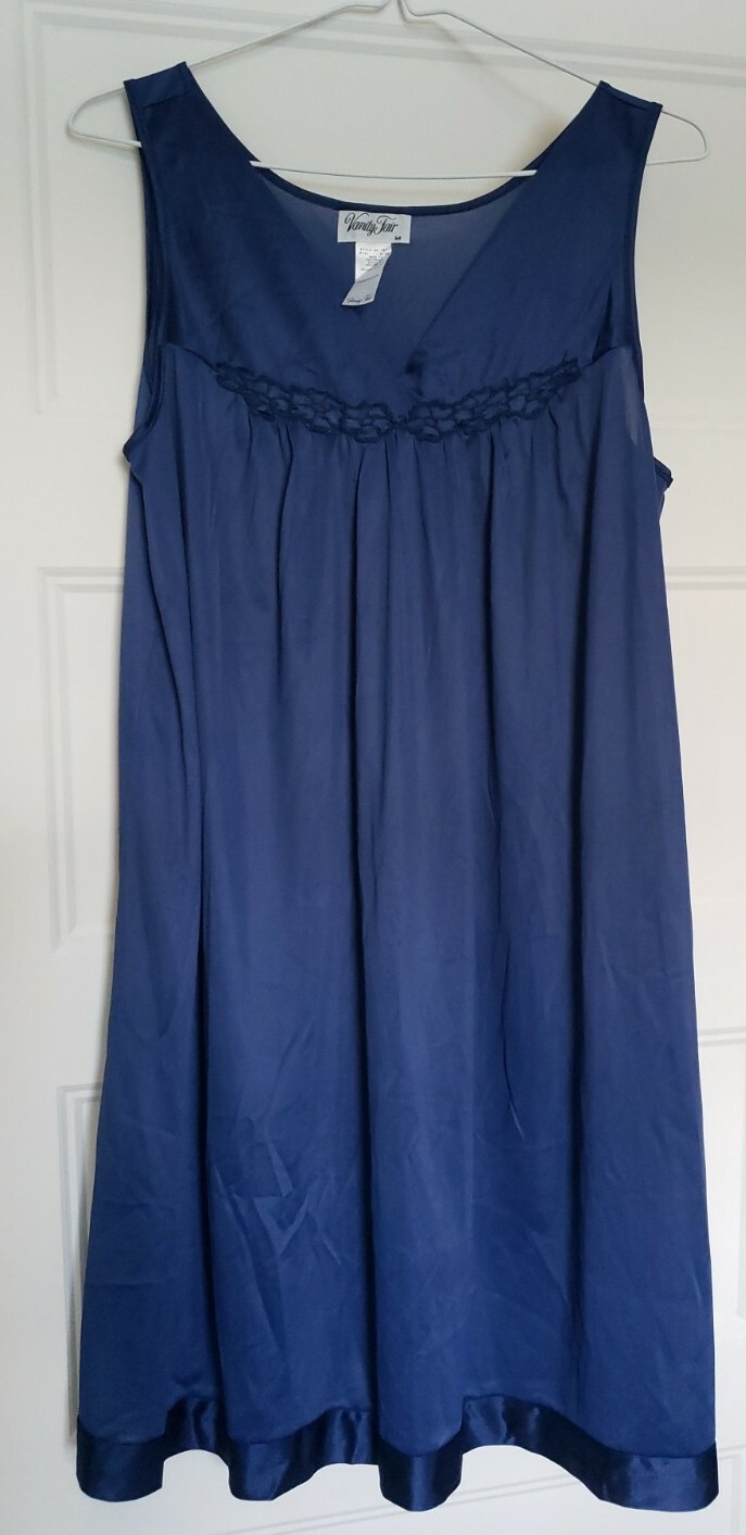 VINTAGE VANITY FAIR NAVY BABYDOLL NIGHTGOWN STYLE 30-107 SZ M/40 W/HOUSECOAT