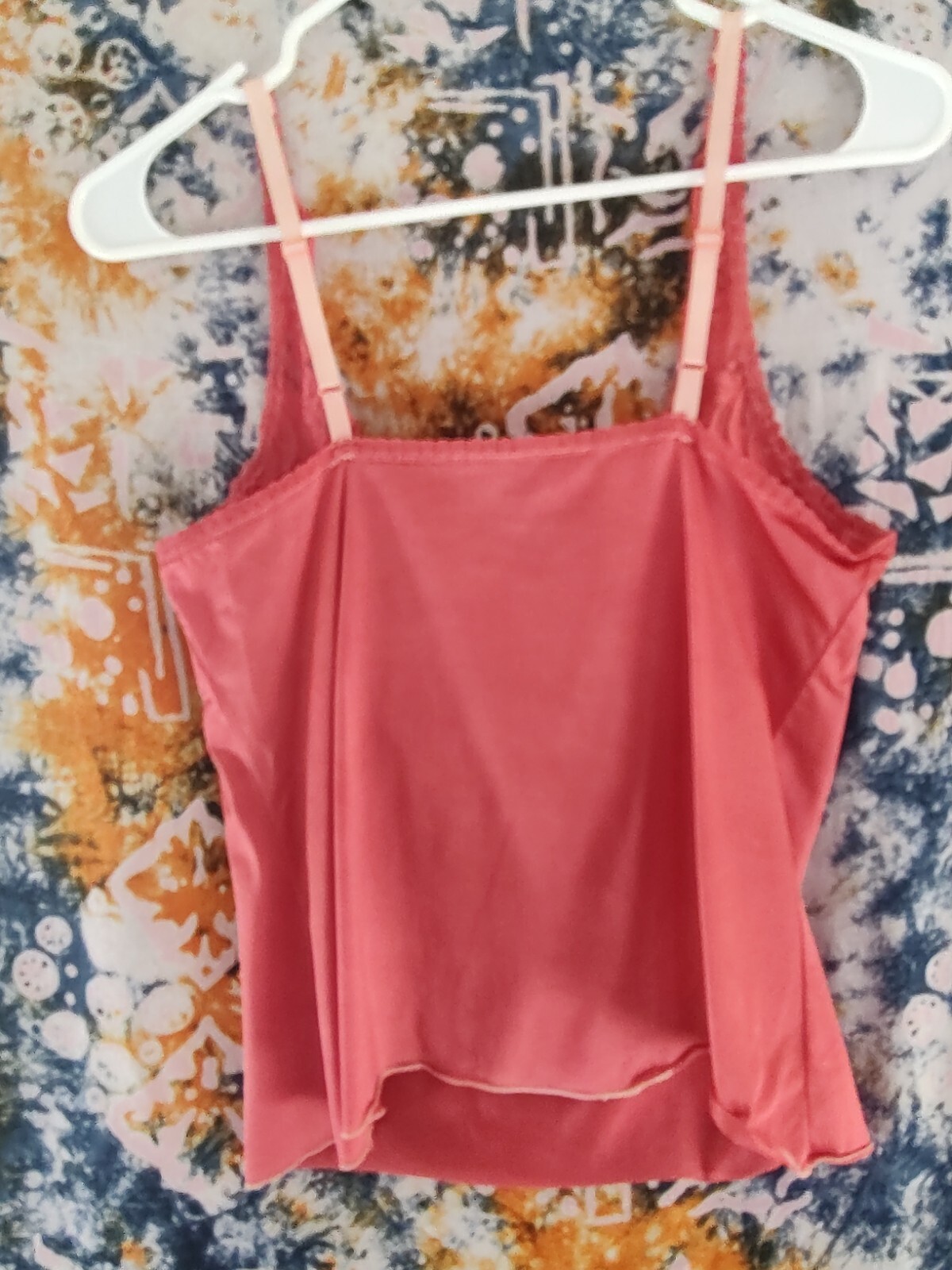 vintage vanity fair nylon camisole # 17-752 sz 34/40 dyed deep coral EUC