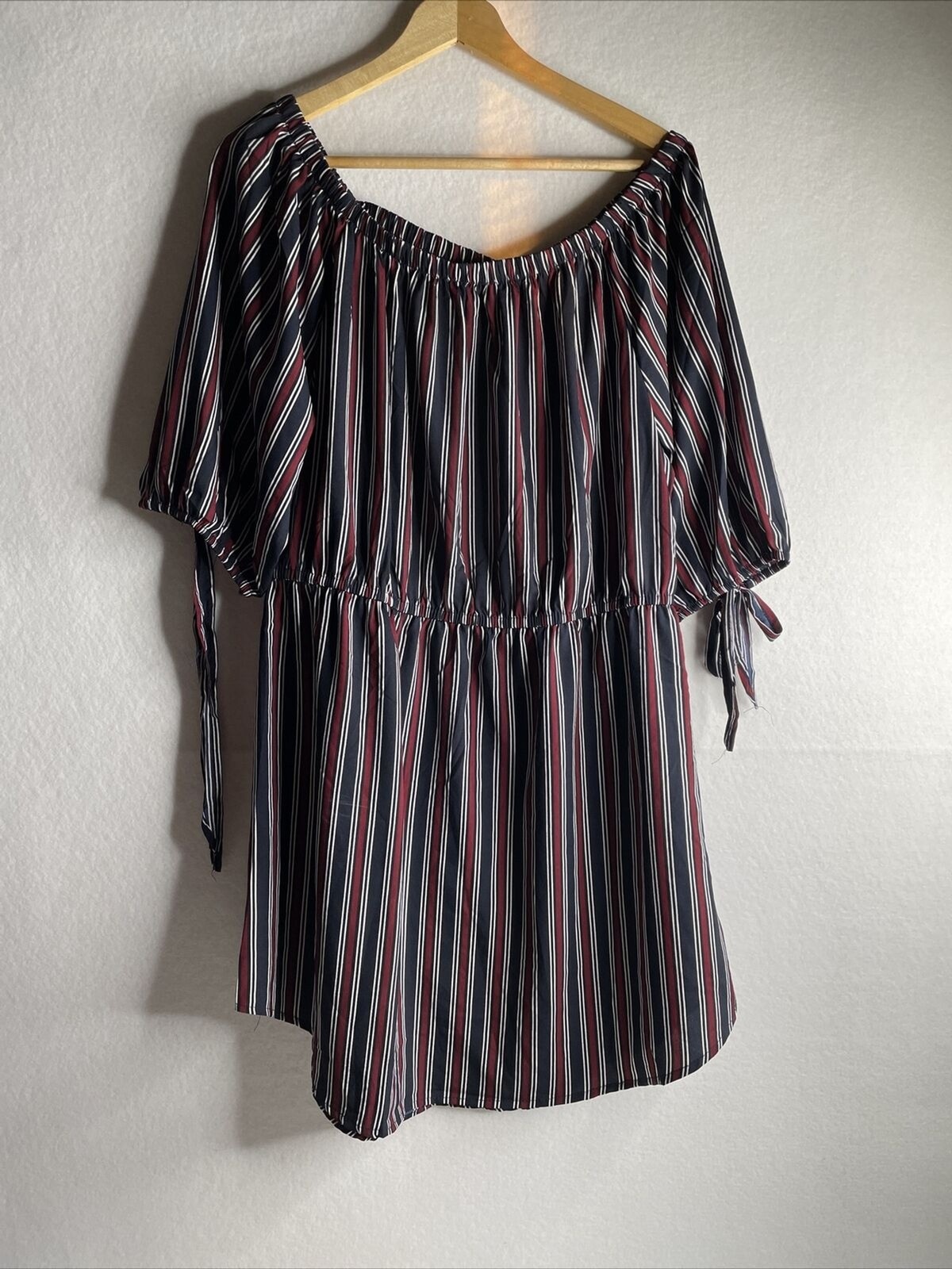 SPEED LIMIT Womens Elastic Waist Striped Balloon Sleeve Dress Plus Size 2X