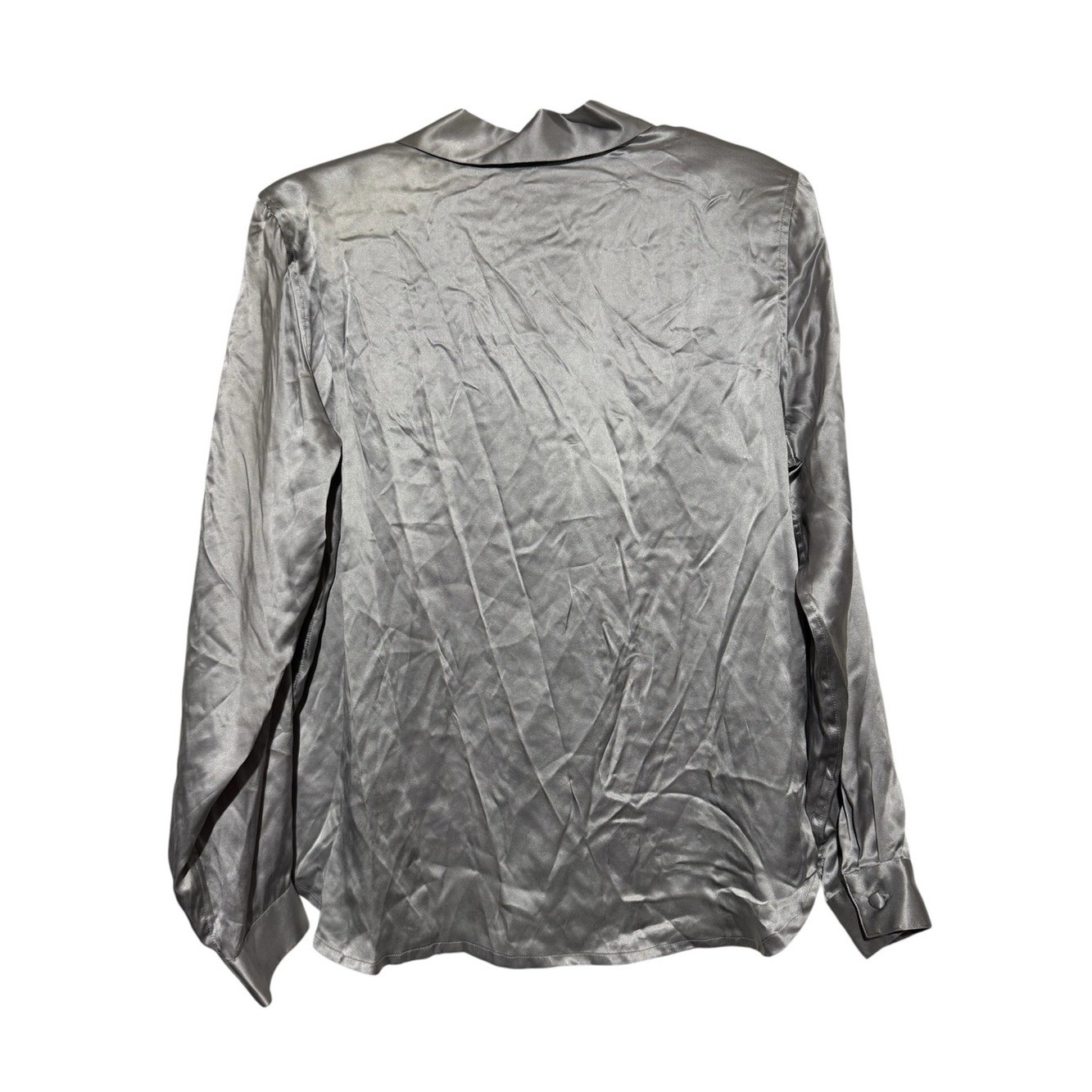 Vintage Lizden NWzt 100% Silk Blouse Sz Large Silver NYE Going Out Quiet Luxury