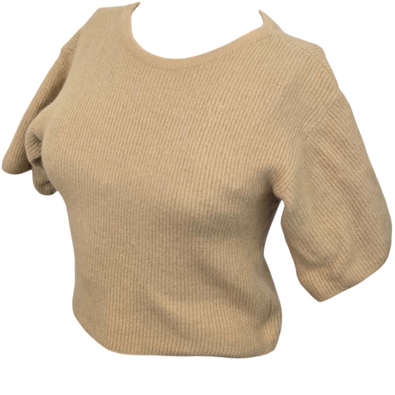 Vintage Loubella Made in Italy Angora Wool Blend Ribbed Sweater Short Sleeve S