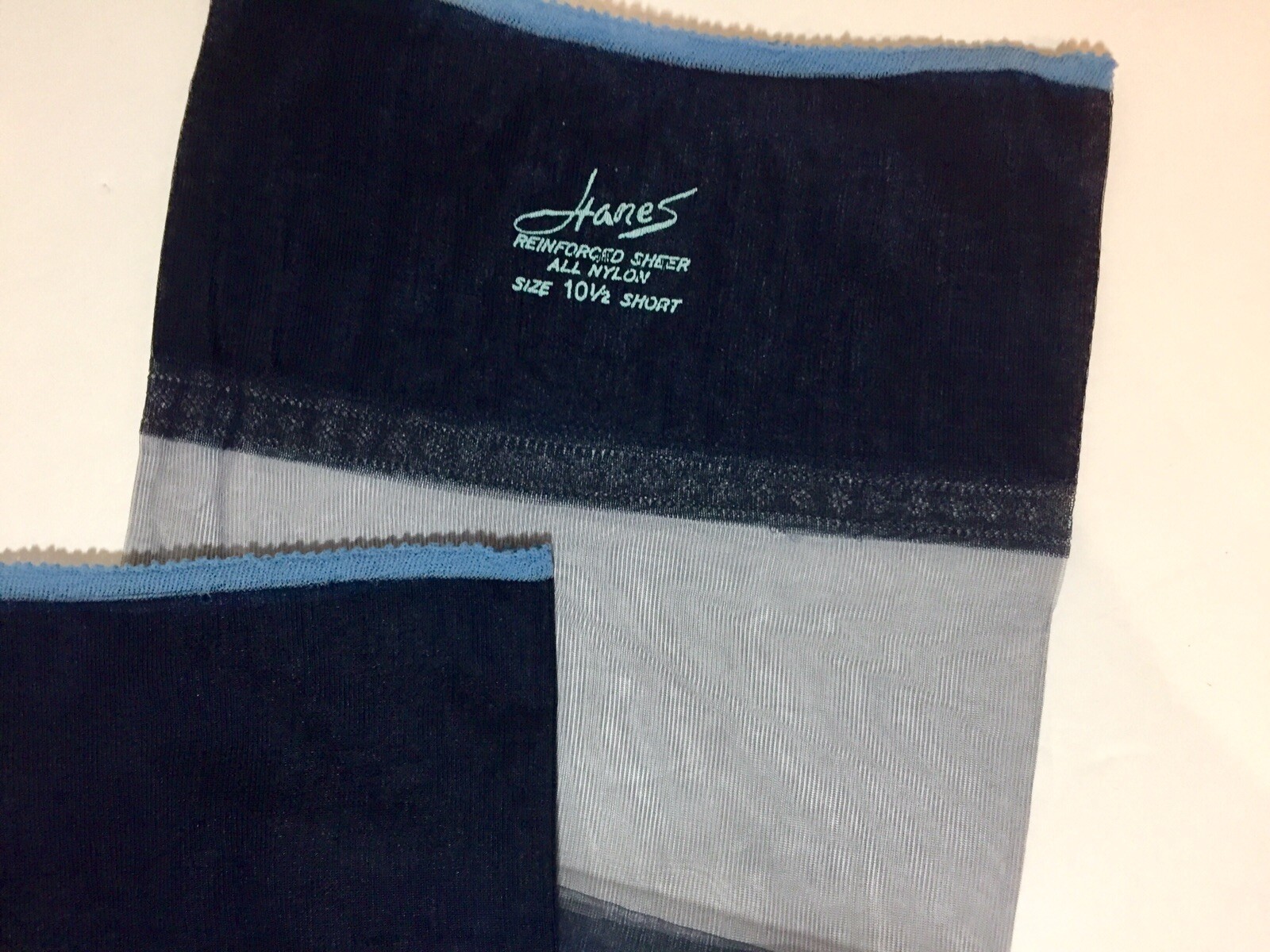 HANES 415 FLAT KNIT 10 1/2 M 3 Pair RHT Vintage nylon Flat Knit Stockings NAVY