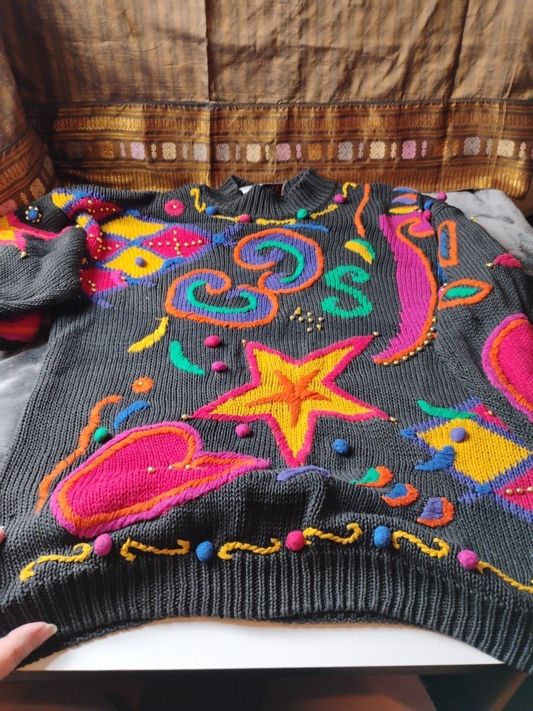 Vintage 90’s International Sportswear Co Woman’s Sweater Sz 2X Stars Hearts Rare