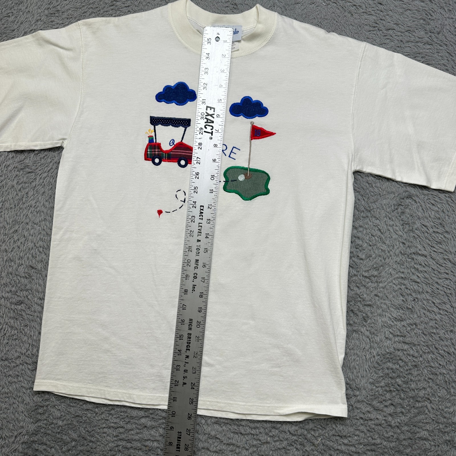 Vintage 90s Golf T-Shirt Womens M White Embroidered Made In USA Belle Pointe