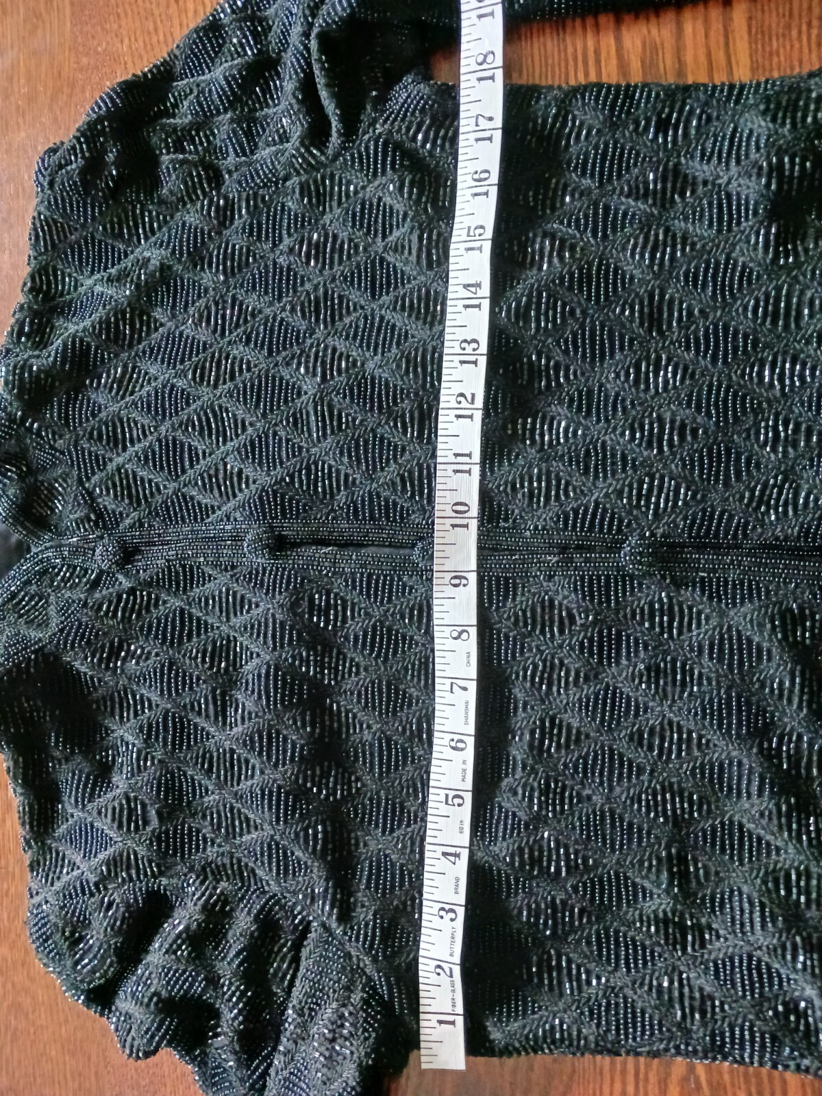VTG Black Beaded Jacket Embroidered Diamond Pattern High Quality Small