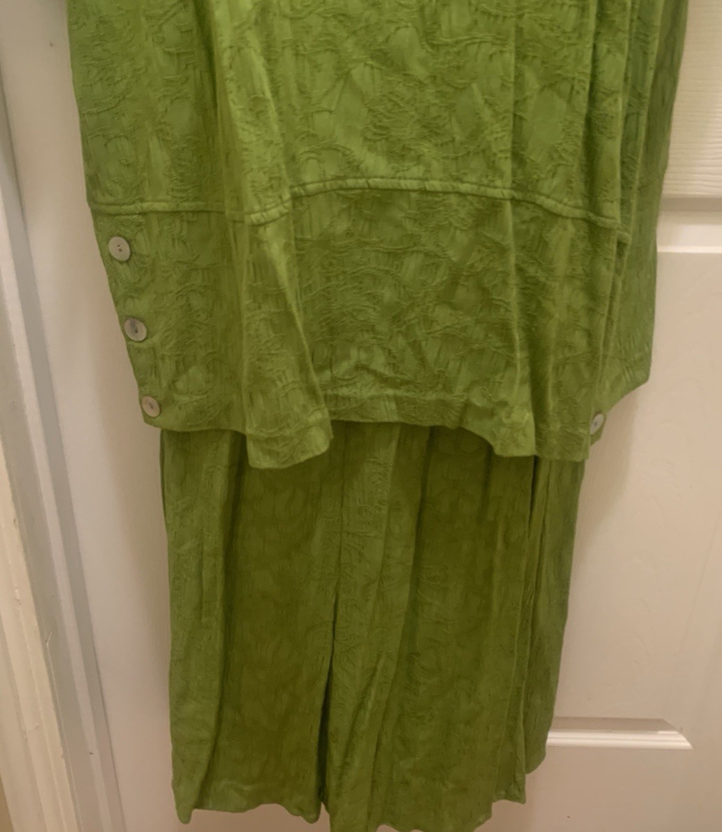 Skirt Top Outfit Set Size 16W Green Boho Earth Tone Comfort Modest Travel Work