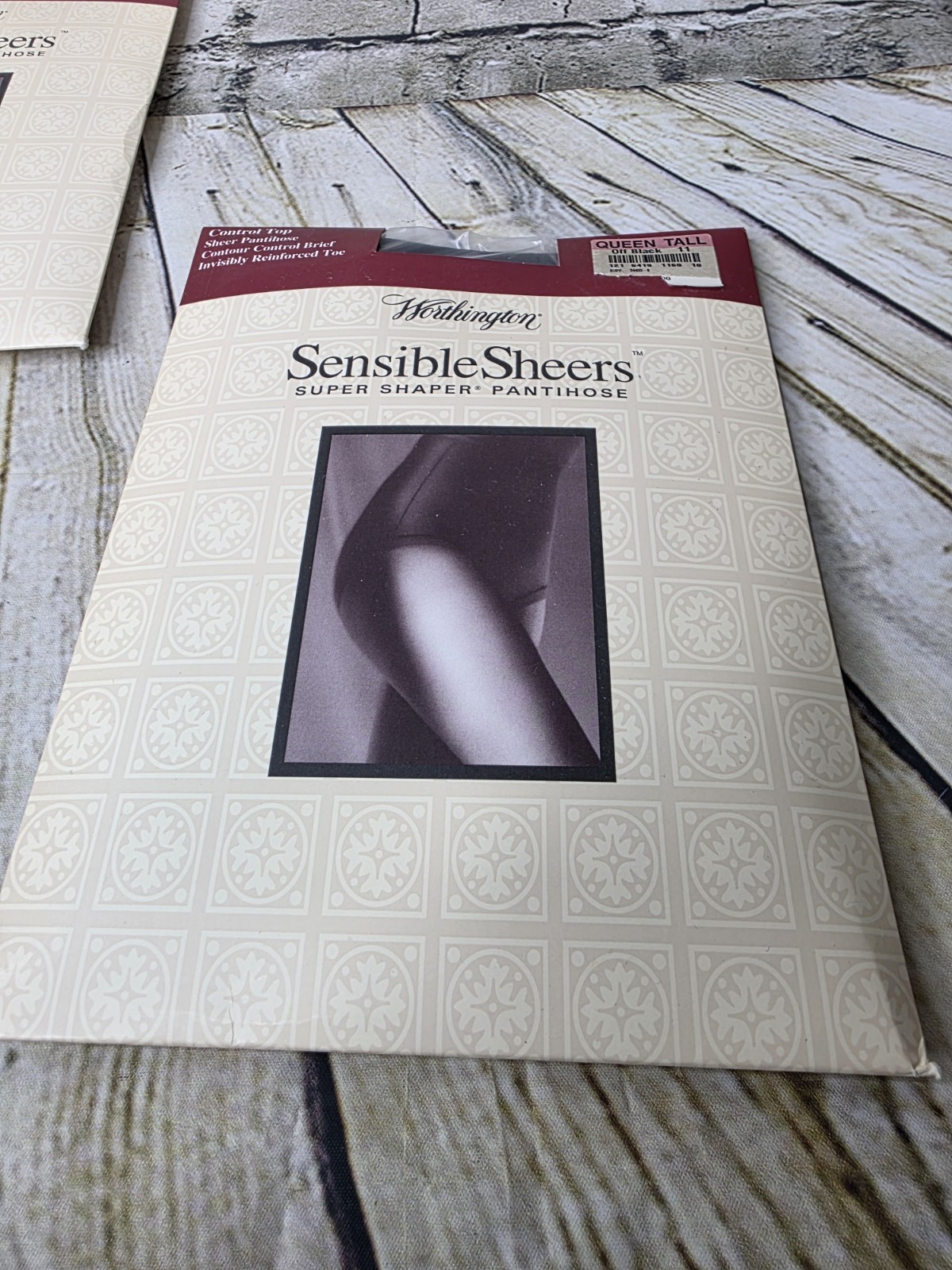 4 Vtg Worthington Sheer Caress Queen Tall Off Black Control Top Silky Pantyhose