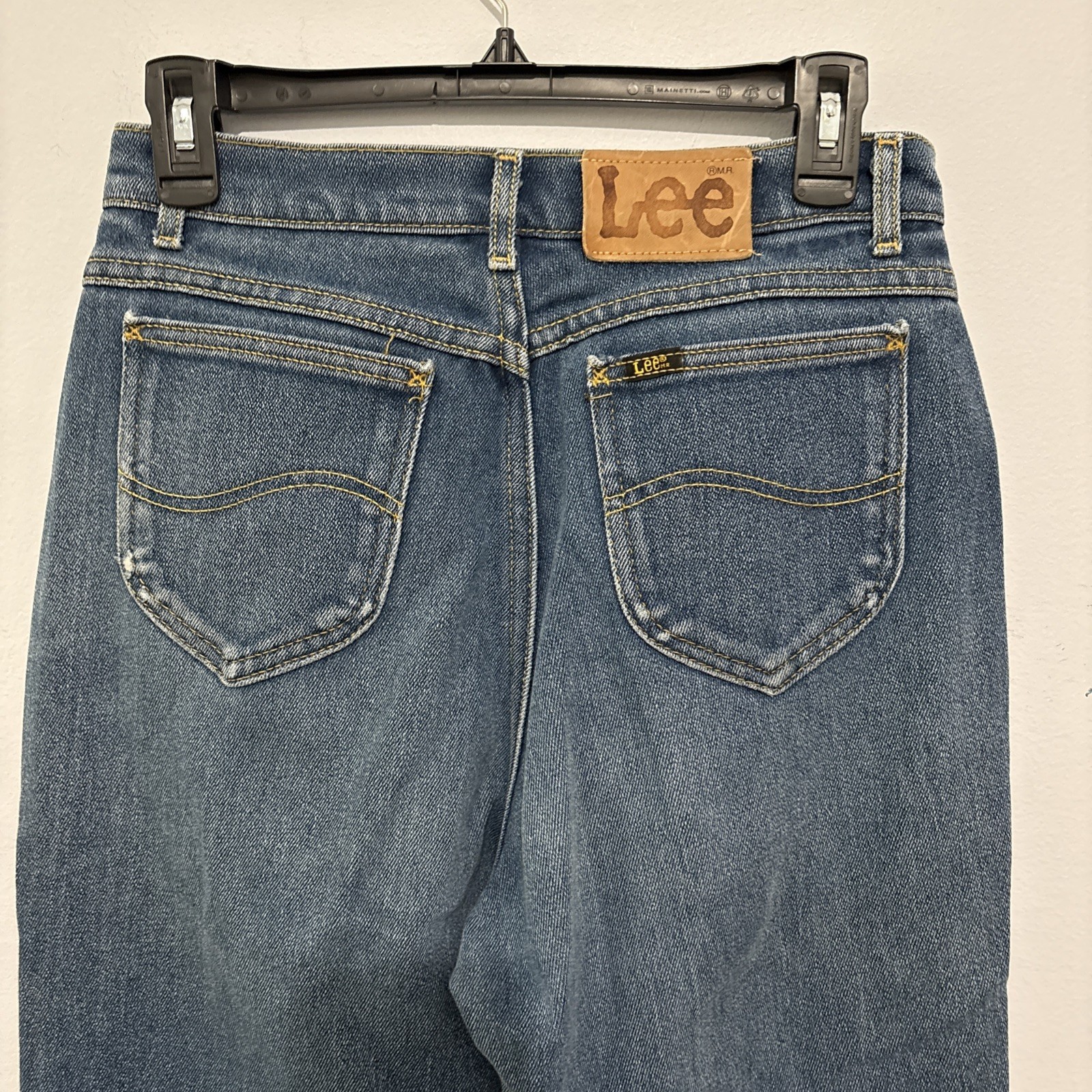 Vtg Lee Straight Pants Mom Jeans Medium Wash 5 Pockets Wavy S Stitching Sz 14L