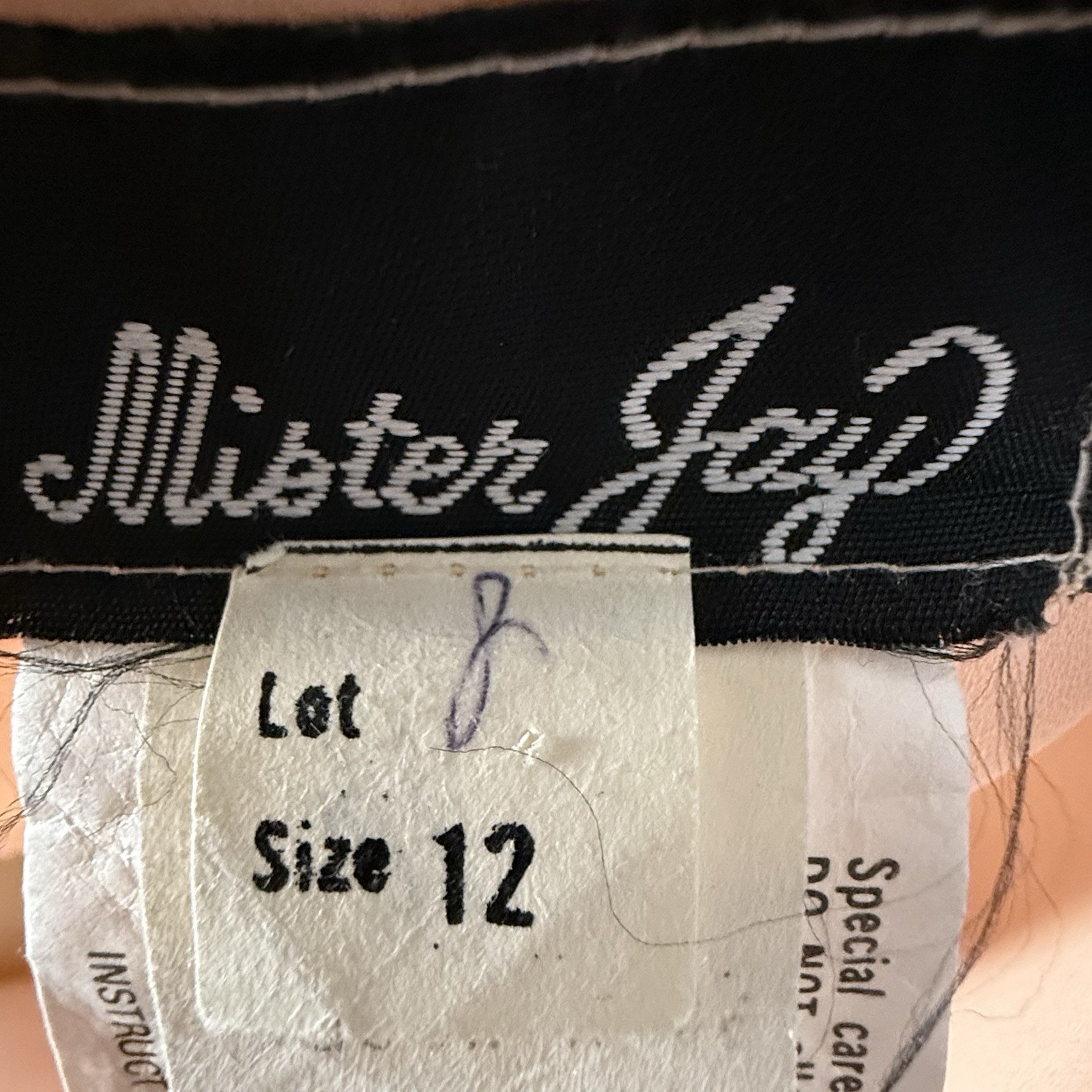 Vintage Mister Jay Peach Ruffle Sequin Midi Dress Size 12 Made in USA * READ