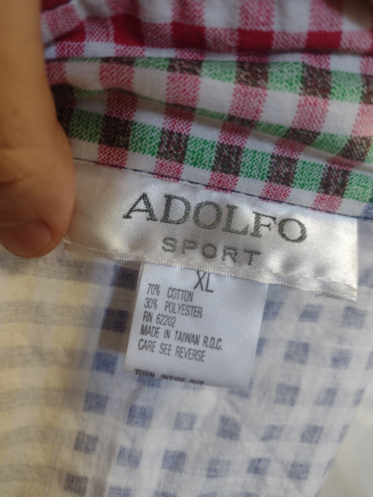 Vintage Adolfo Sport Colorblock Jacket XL Geometric Gingham Zip Memphis 80s