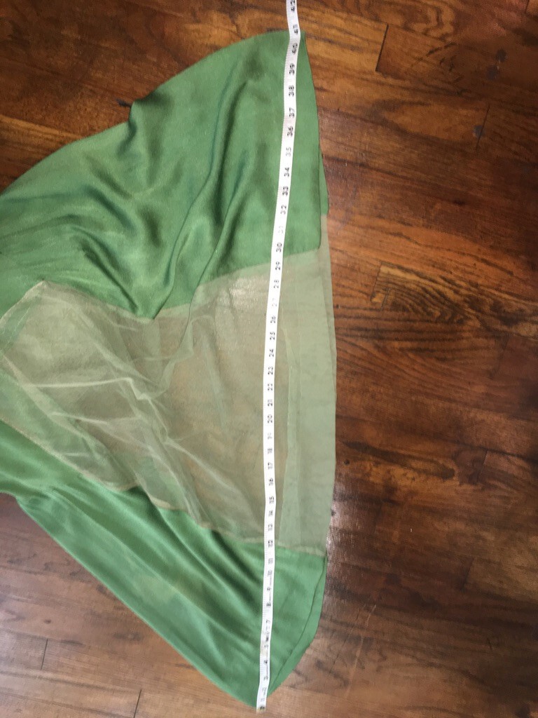 Vintage Antique 1920s Fairy Green Gown Capelet Cape Dress Tulle Silk Art Deco