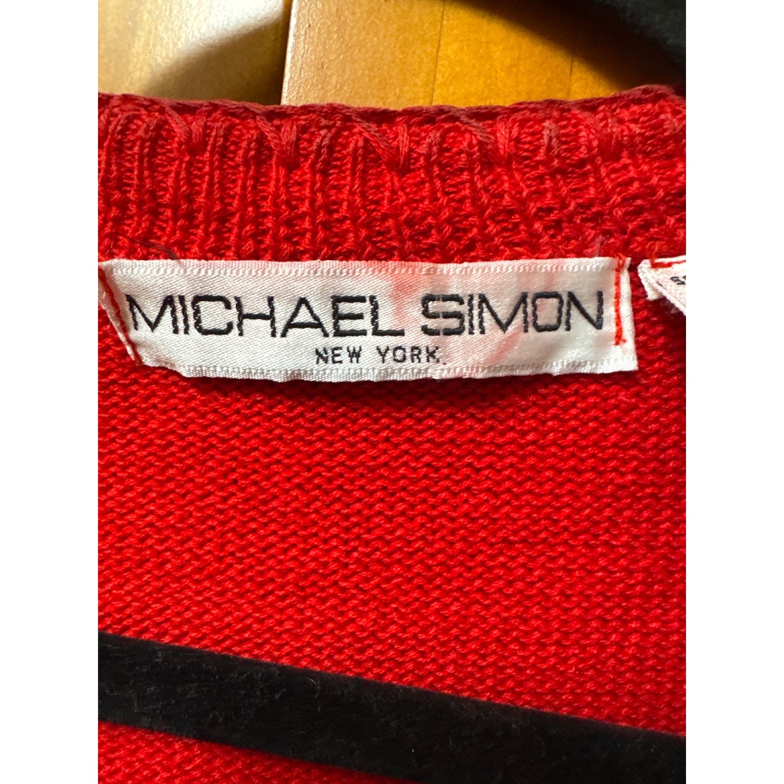Michael Simon Vintage 1991 Beaded Christmas Ornament Cardigan Sweater Red Sz M/L