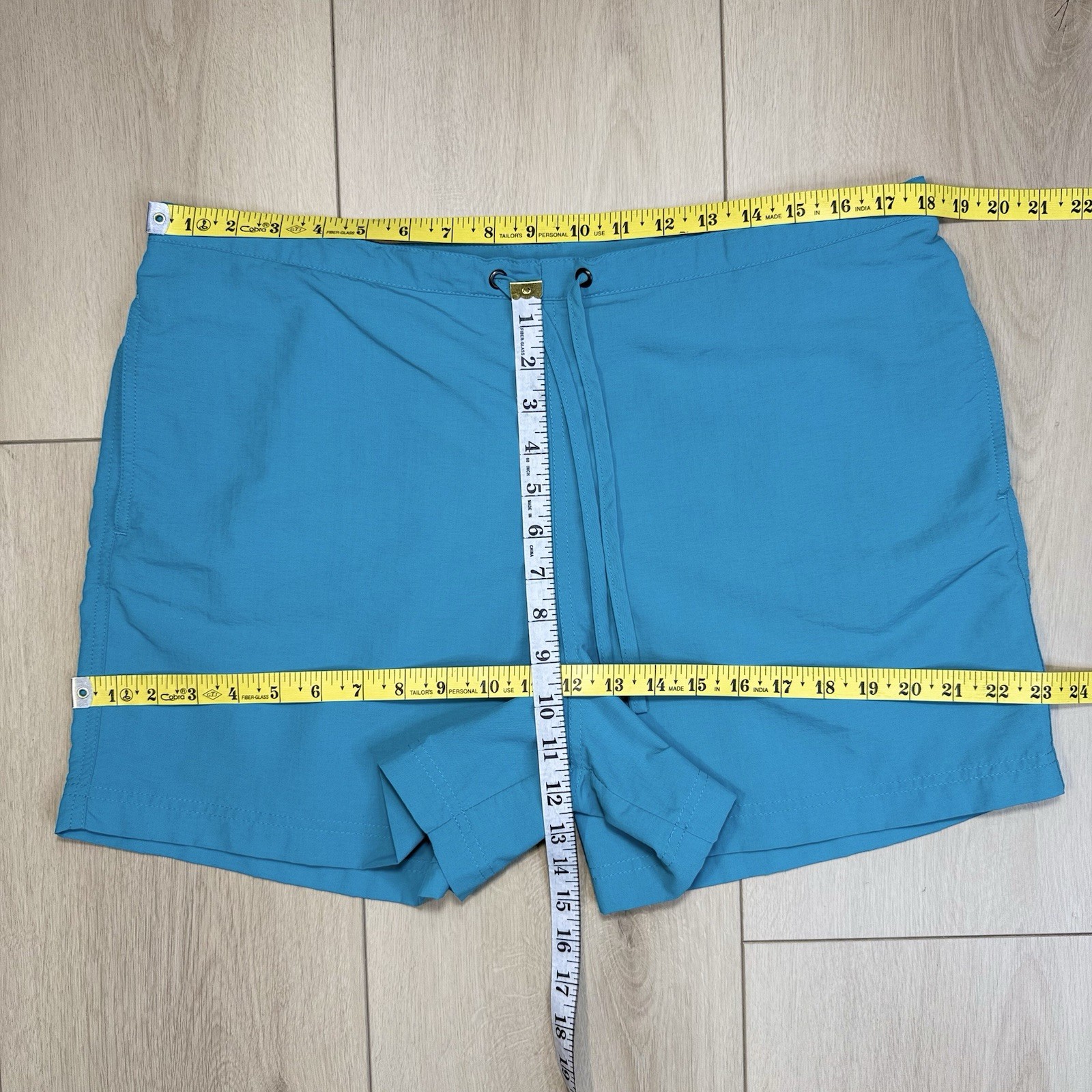 VTG L.L.Bean Women’s Supplex Nylon Water Shorts Blue L Drawstring Hiking Swim