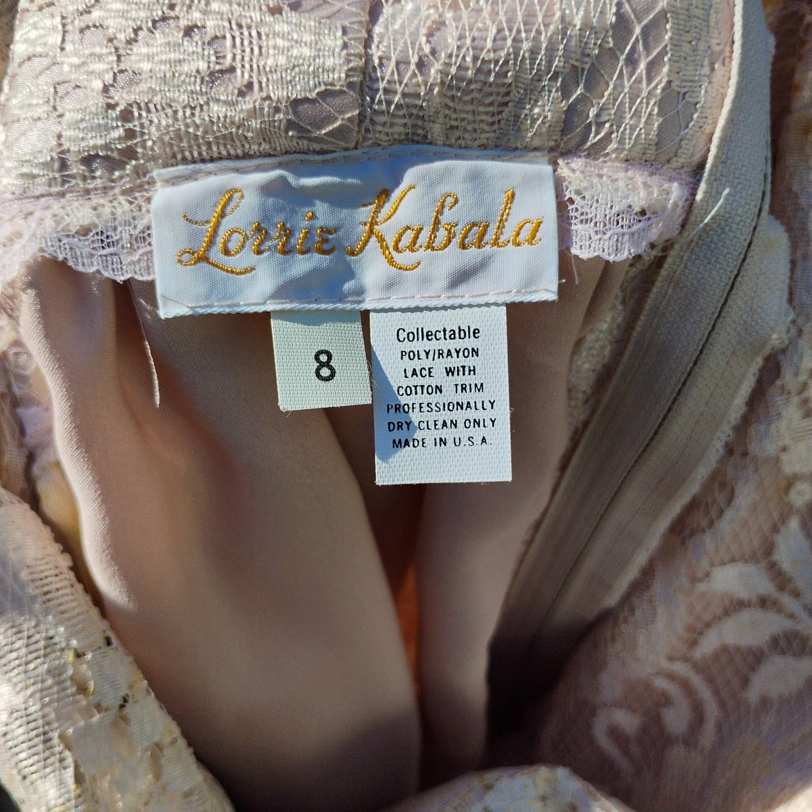 VTG Lorrie Kabala Lace Wedding Gown 3 Pc Size 8 Champagne Cream Pearl Beaded NWT