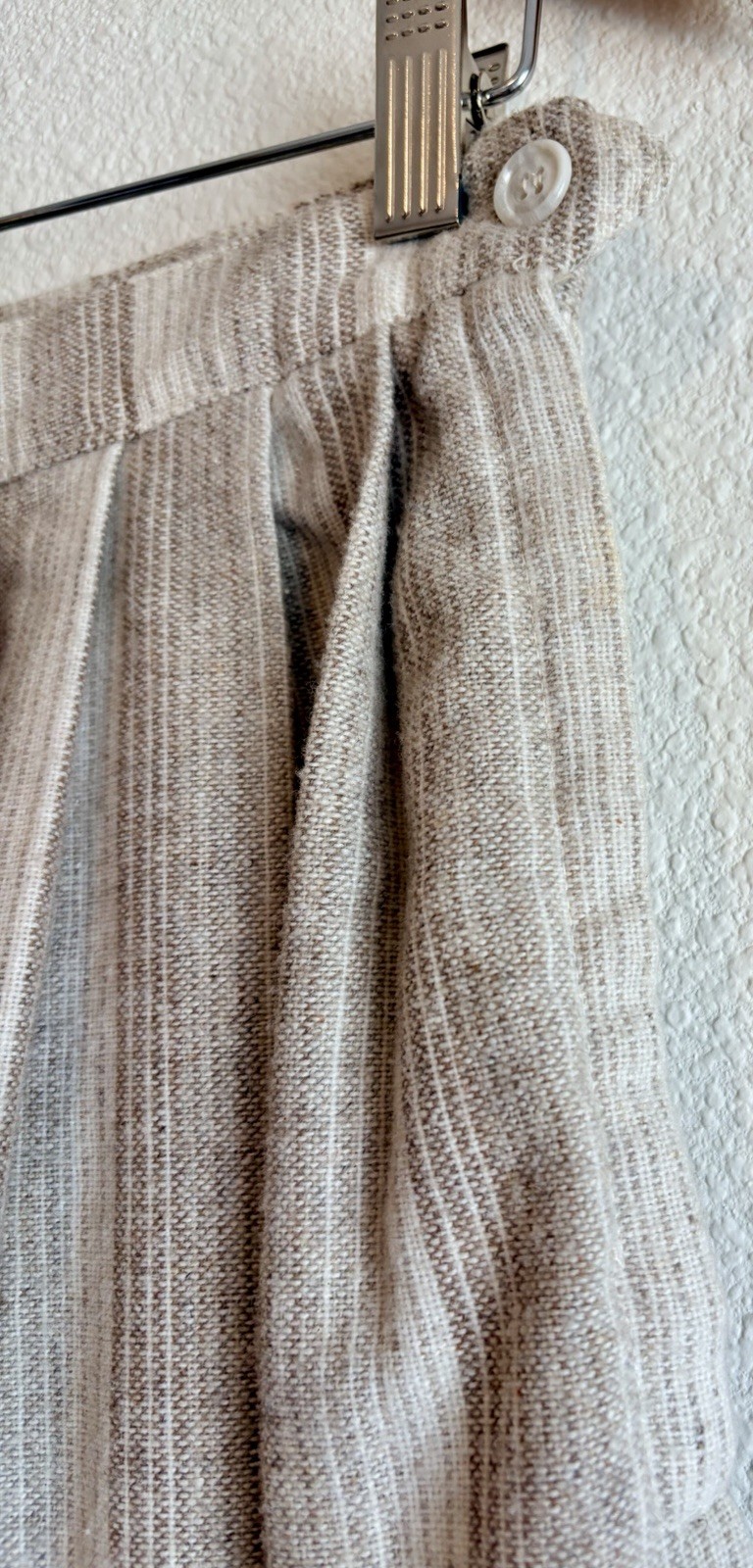 VTG 50s 60s Tartan PLAID WOOL SKIRT Pleats Striped Pastels MIDI W30 USA made