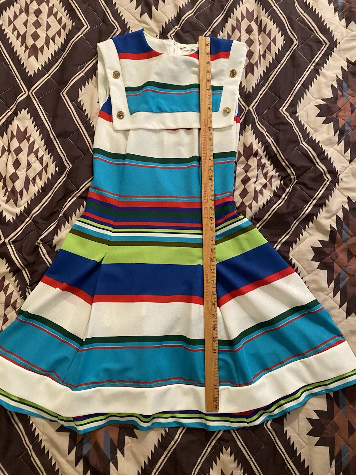 Vintage 60s Jack Needleman Anjac Dress Sailor Mod Midi Striped Women’s Size S/M