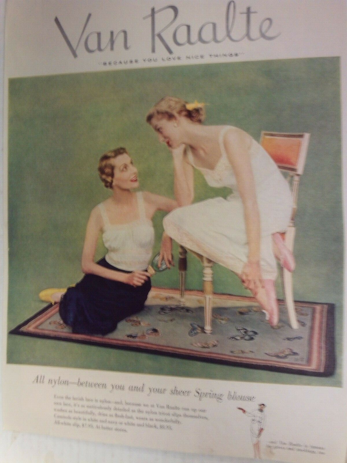 1951 Van Raalte Slip Advertisement Sexy Pin Up Underwear Vintage AD