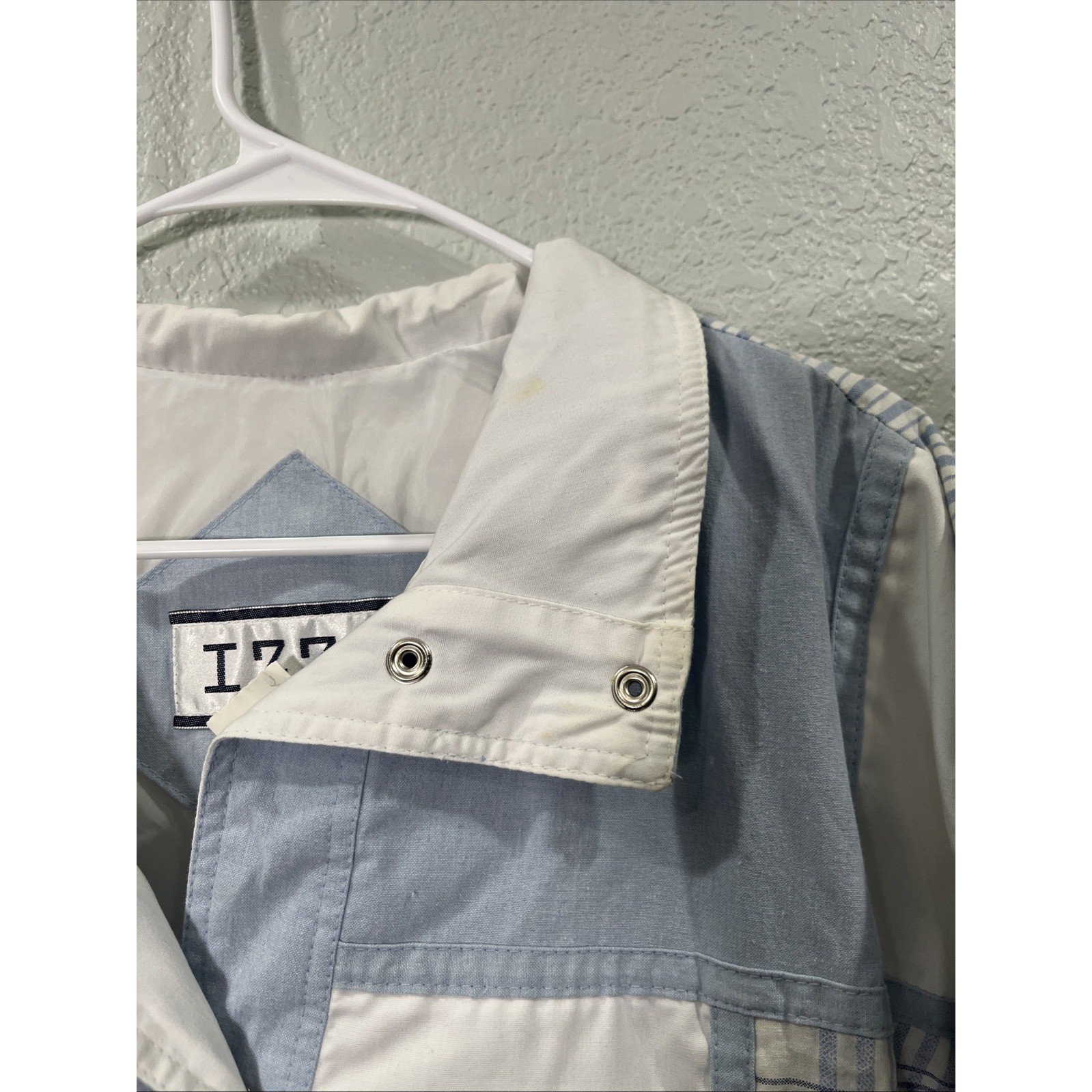 Izzi 90s Patchwork Jacket Womens Sz L Blue Anorak Colorblock Retro Windbreaker