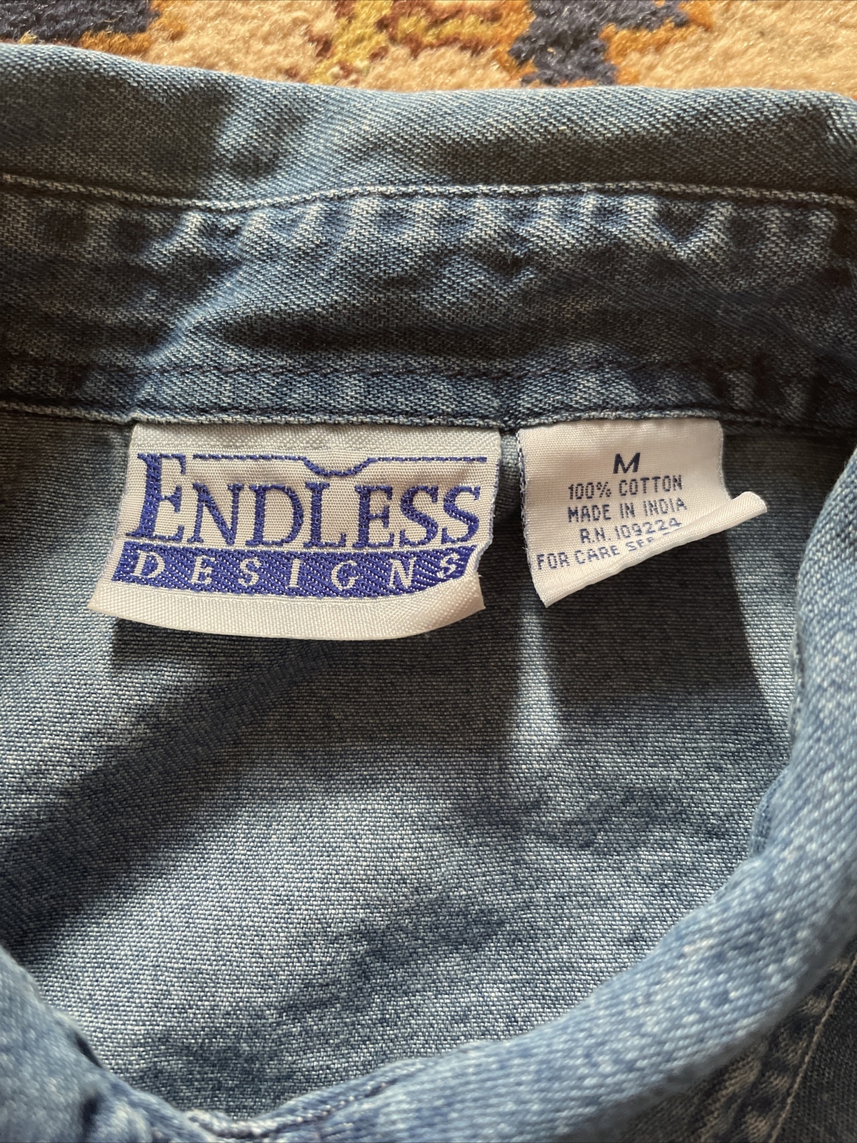 Endless Designs Denim Button Up “Ghouls Night Out” Vintage Halloween Shirt M