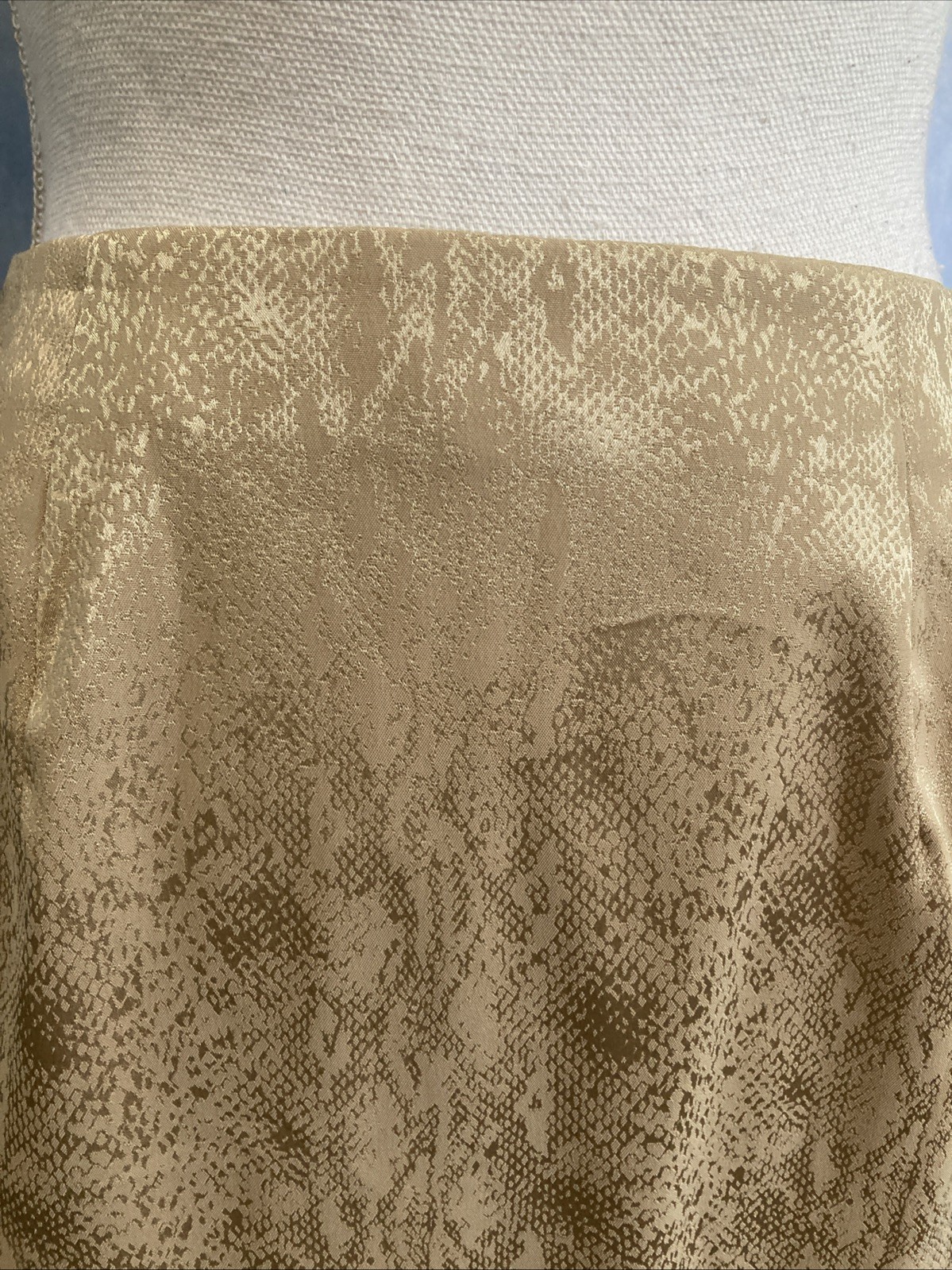 Vtg 90s Carole Little Gold Snakeskin Pencil Skirt 6 Satin USA Grunge Glam Rock
