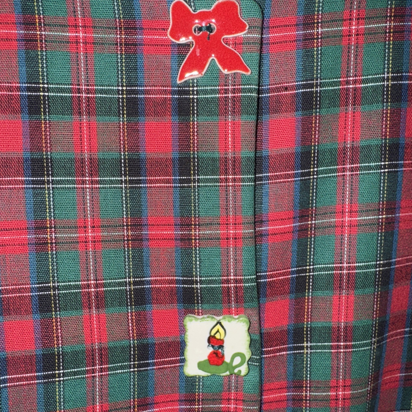 VTG Dogwood Lane Sz M Christmas Jumper Dress Cottagecore Porcelain Buttons