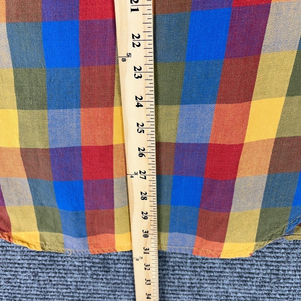 Theo Shirt Women M Vintage 90s Made In Korea Oversized Plaid Chest Pockets Woven