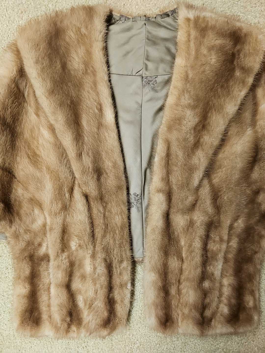 Vintage Mink Fur Stole With Pockets Shoulder Wrap Cover Up 1950s Unmarked EUC