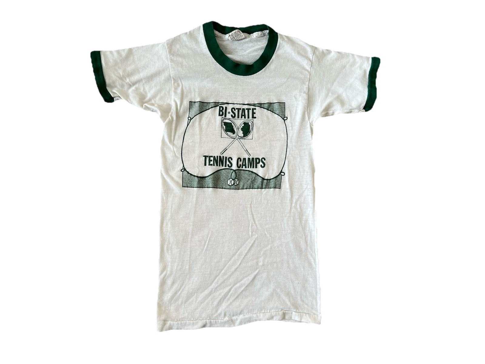 70’s Bi-State Tennis Camp Ringer Tee Small Missouri Illinois