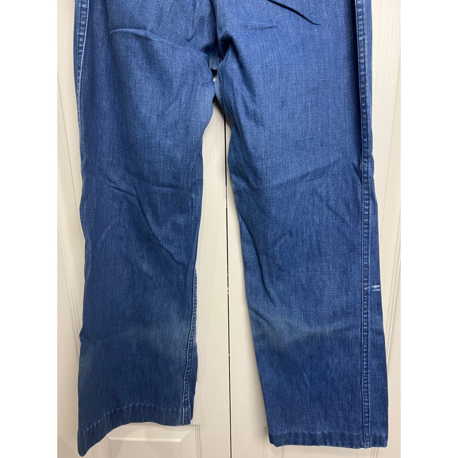 Vintage 1986 US Navy Utility Slacks Denim Hi Waisted Wide Leg Jeans 12L 26×27 G8