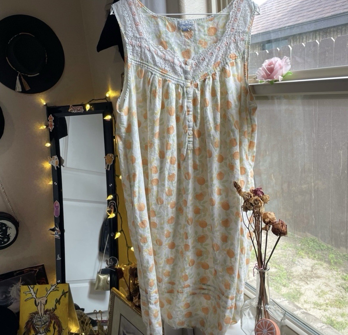 Vintage Lanz of Salzburg citrus Orange print flowy summer house dress