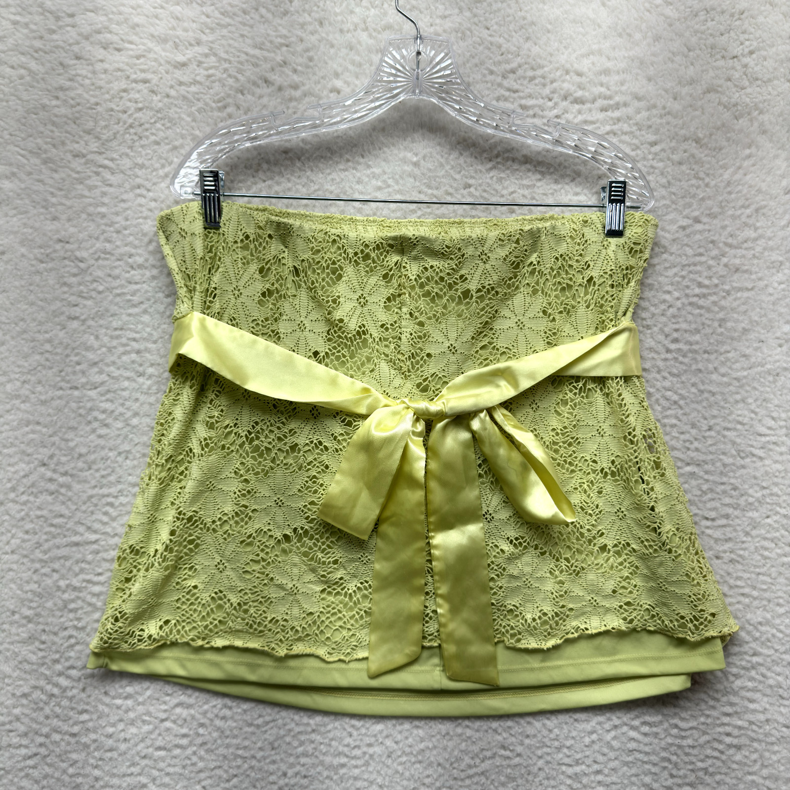 90s Y2K Vintage Strapless Tube Top 1X XL Green Coquette Boho Fairy Whimsigoth