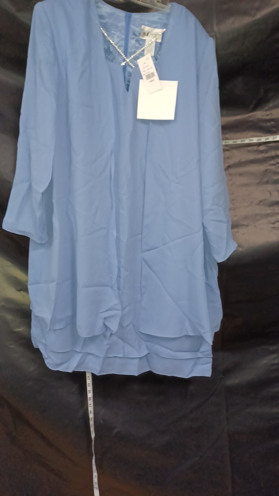 Vintage S.L. Fashion poly Dress long Sleeve Sz 18W NWT Blue light formal sky