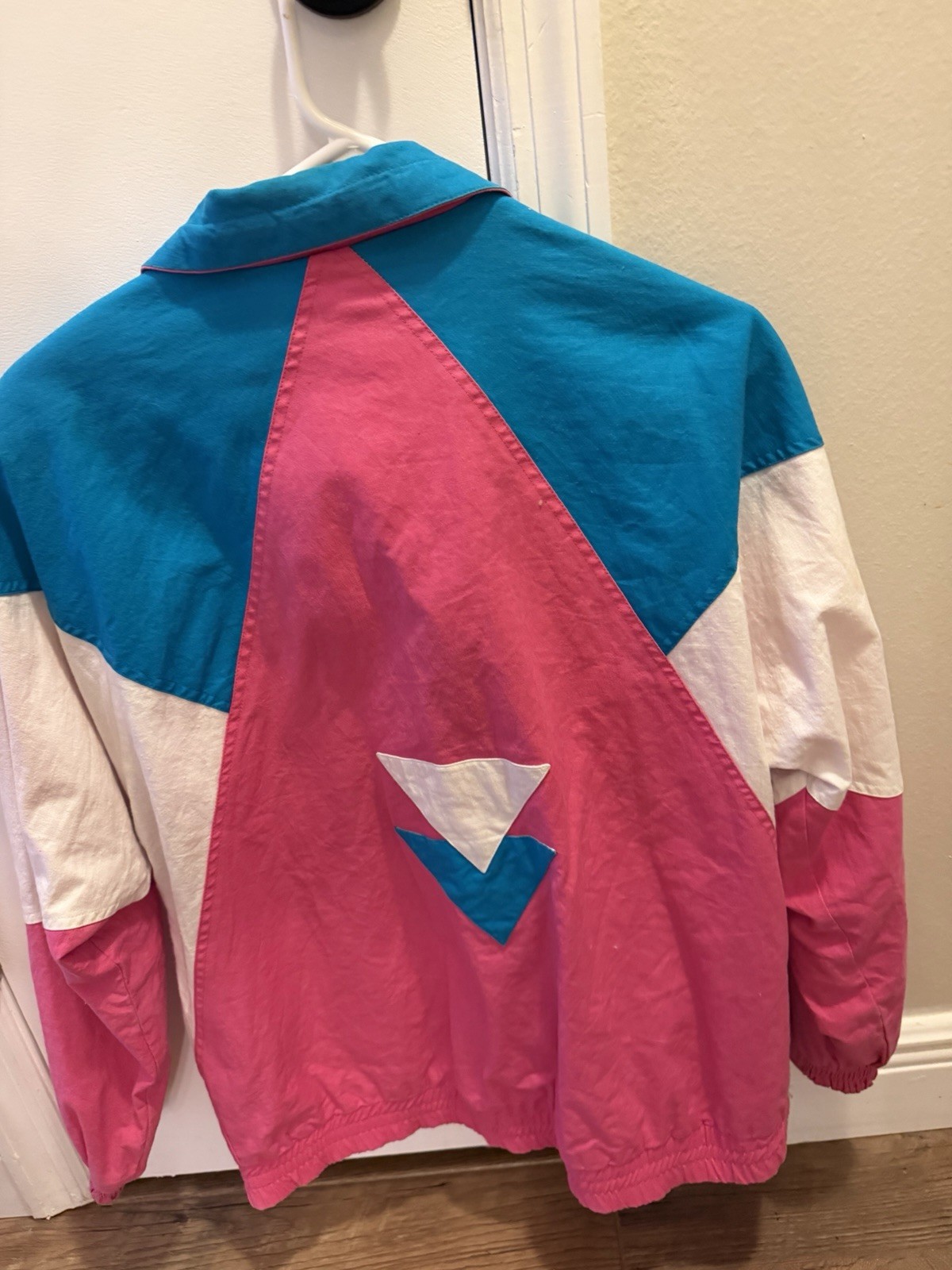 Current Seen 1980s Geometric Colorblock Jacket Pink Blue White Size L