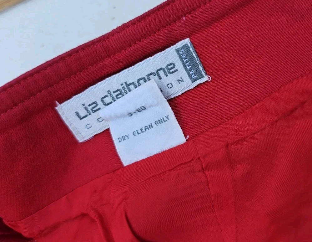 Liz Claiborne Collection Red Cotton Skirt Sz 10P Pencil High Waist Y2K Vintage