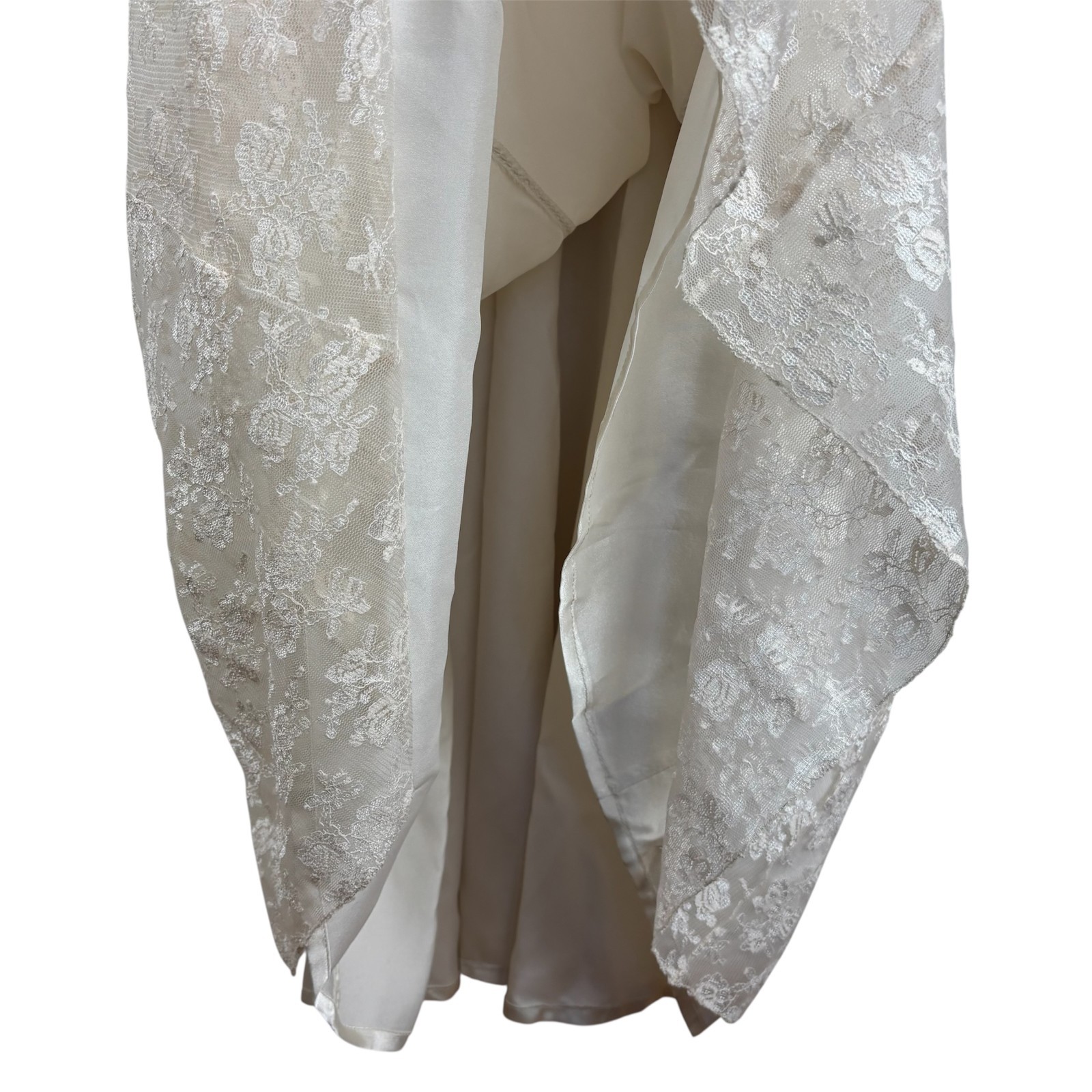 Vintage 1970s Handmade Wedding Dress Ivory Lace Edwardian Revival Cottagecore
