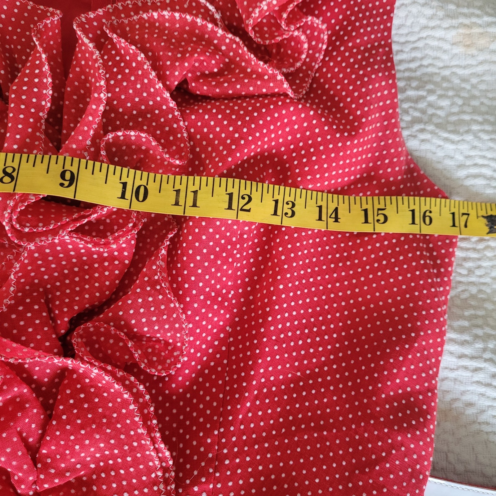 VTG RARE 1970s Miss Elliette Red White Polka Dot Ruffle Sleeveless Dress Size 9