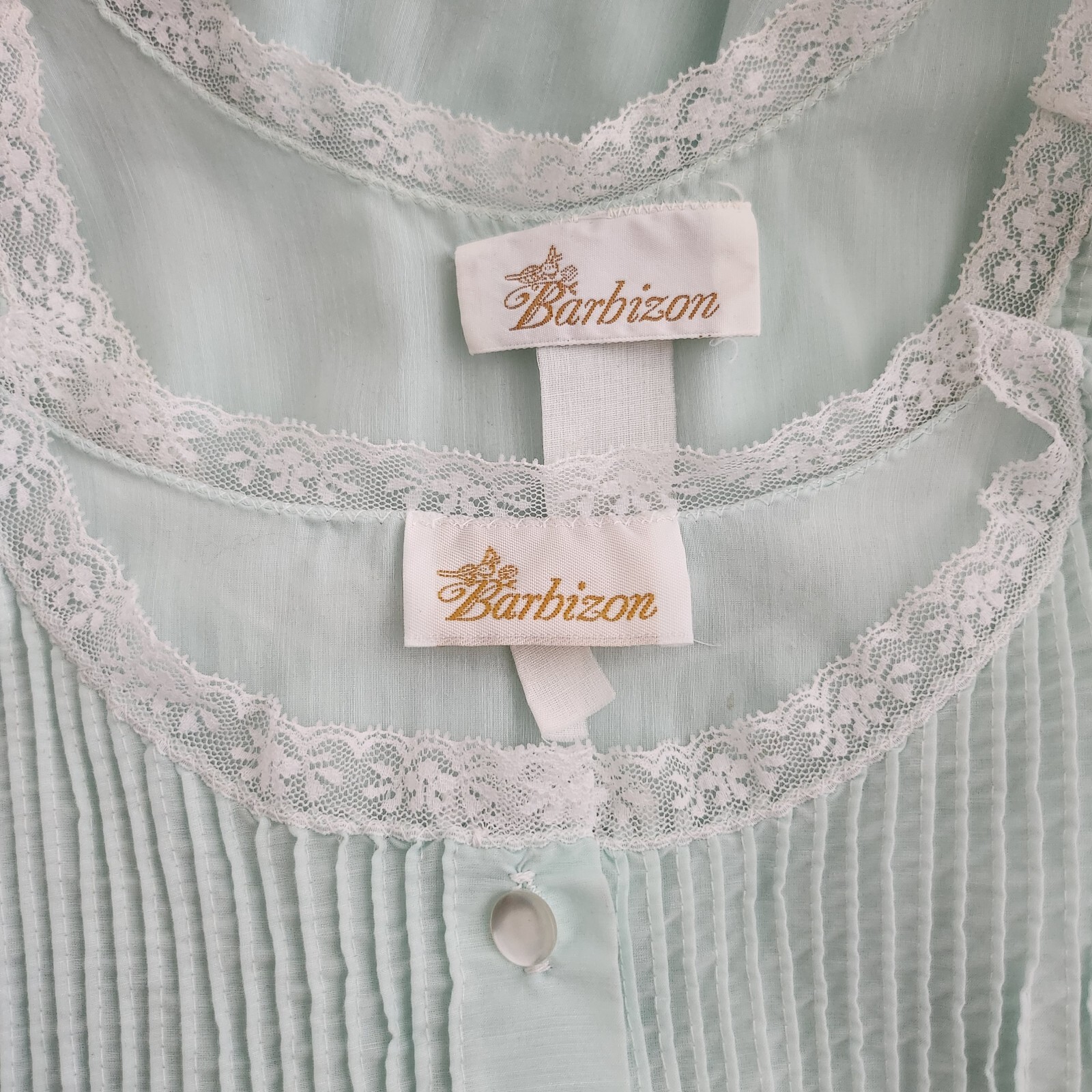 Vintage Barbizon Aqua Green Laced 2pc Robe & Sleeveless Nightgowns S/M