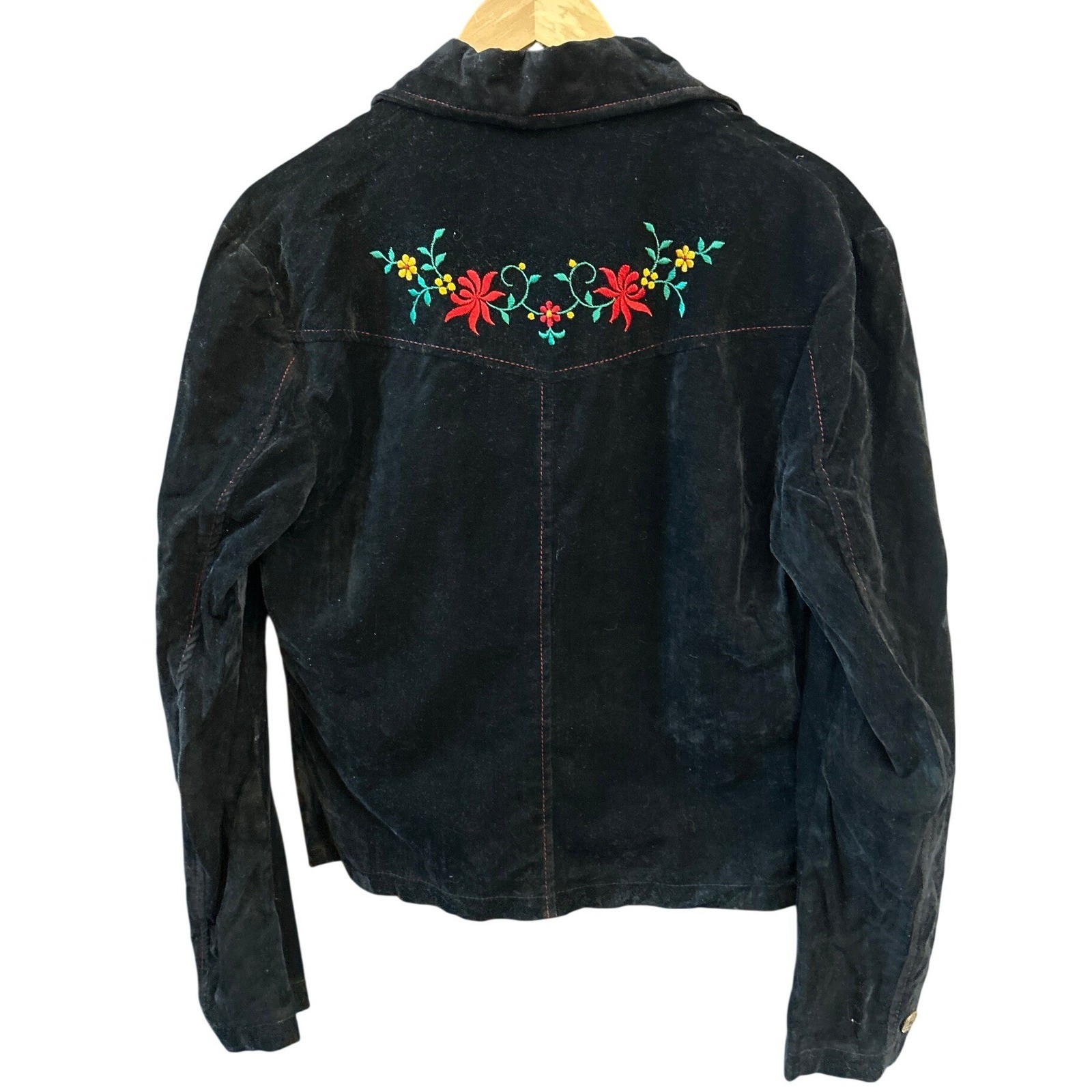 Vintage 70 Embroidered Dagger Collar Velvet Western Jacket Cowgirl Boho Festival