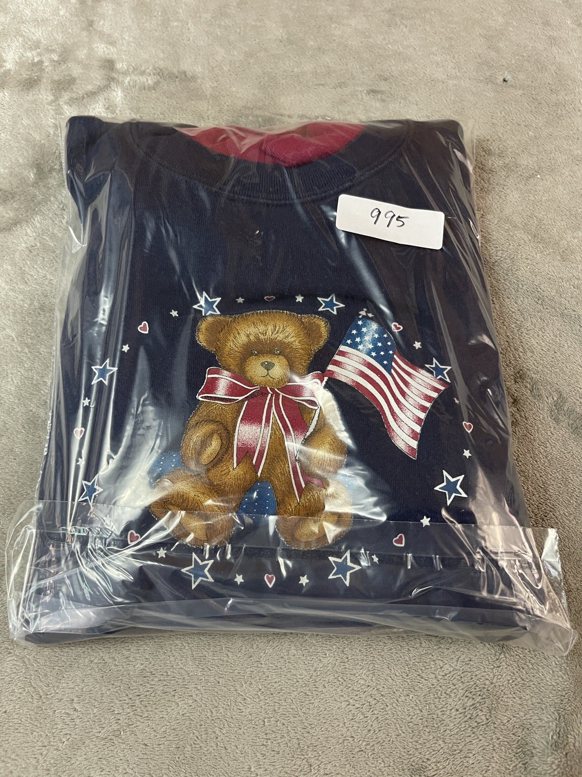 VTG Endless Designs Patriotic Teddy Bear XL Crewneck Sweatshirt USA !!