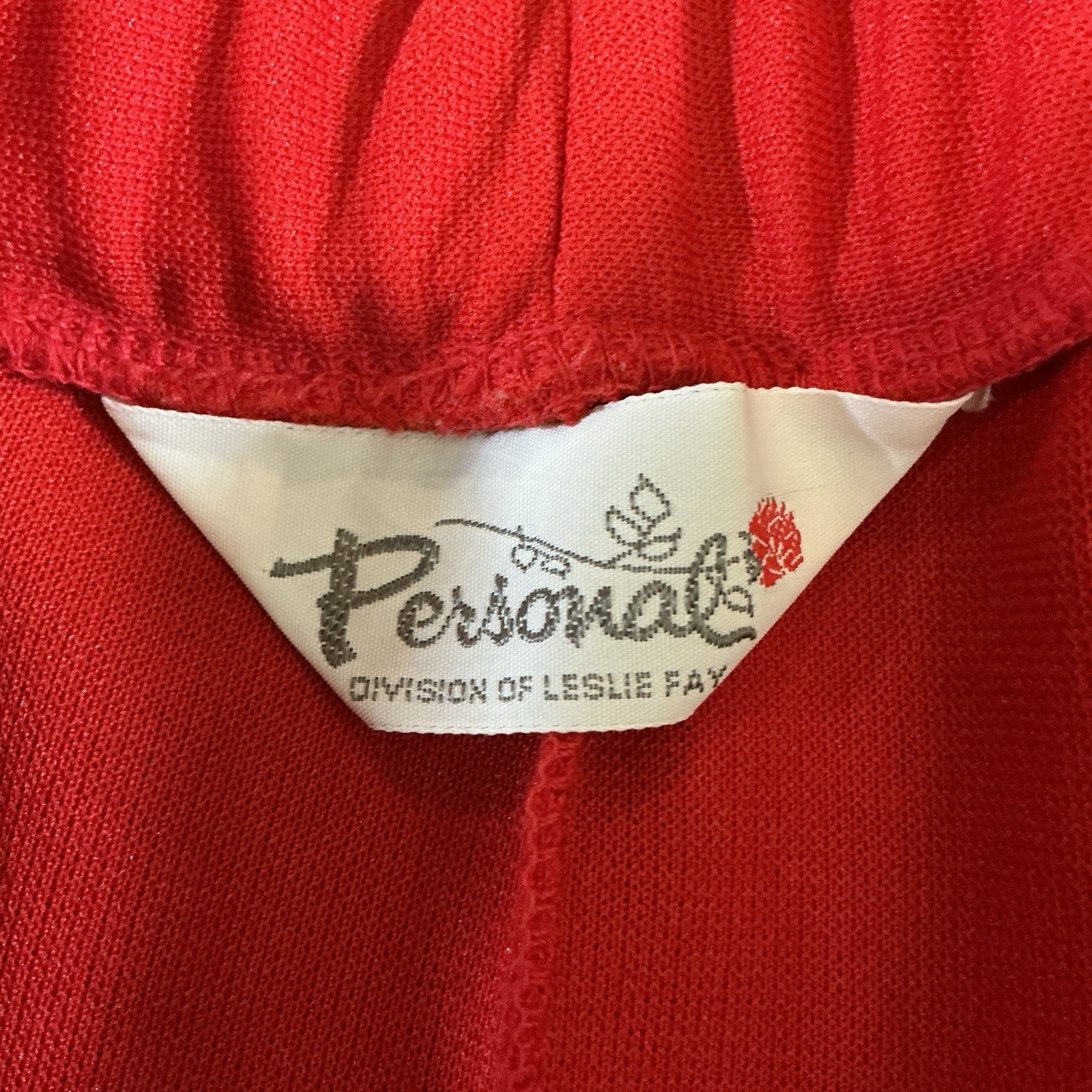 70s VINTAGE Personals Leslie Fay Red Knit Pants Sz 12 Elastic Waist Womens #3402