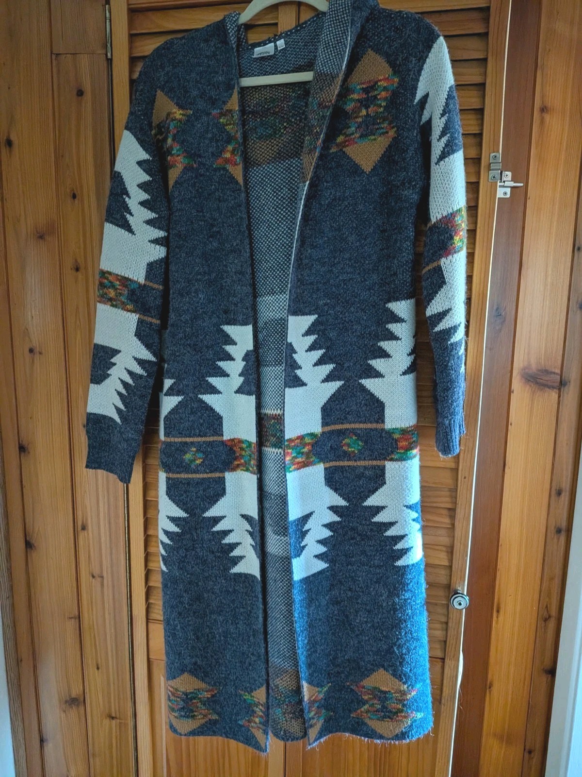 R APPAREL BRAND Aztec, Western Print, Long Cardigan With Hood SIZE S/M