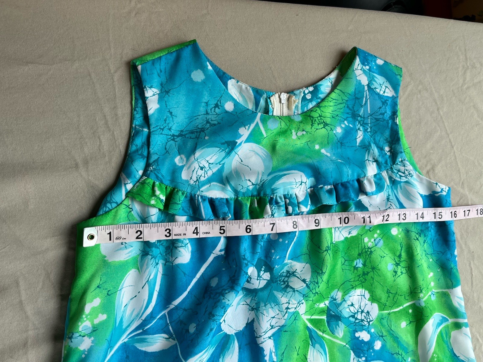 Vintage Pennys Hawaii Green Blue Floral Hawaiian Maxi Dress Size S