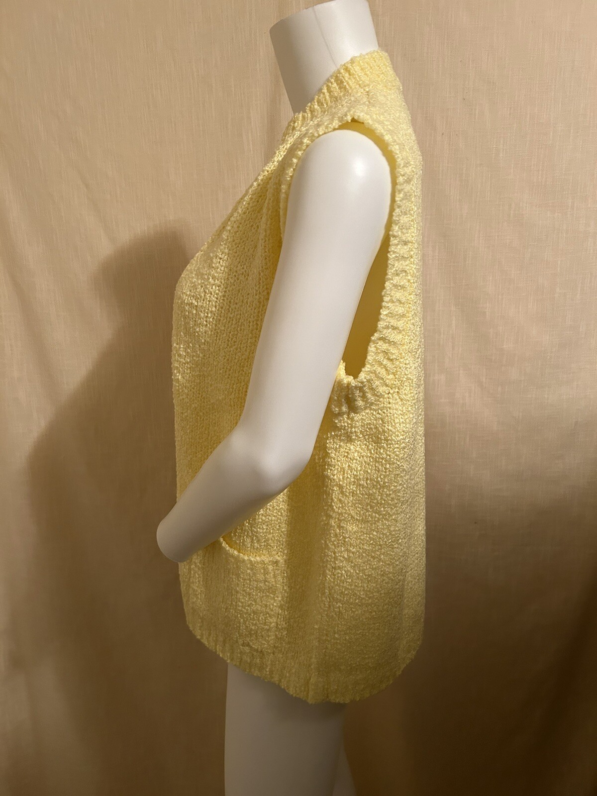 Vtg.? Nwt Le Roy Knitwear Sz.L Open Front Sweater Vest Pastel Yellow