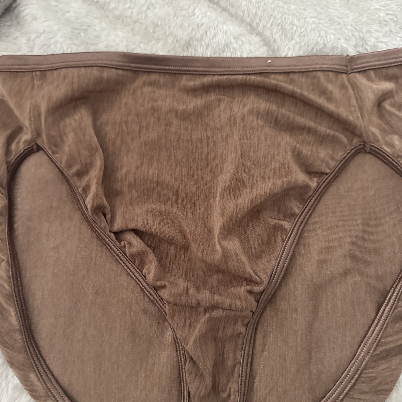 Vintage Cabernet Brown Nylon & Spandex Hi-Cut Bikini Panties Size 7 71-13-108