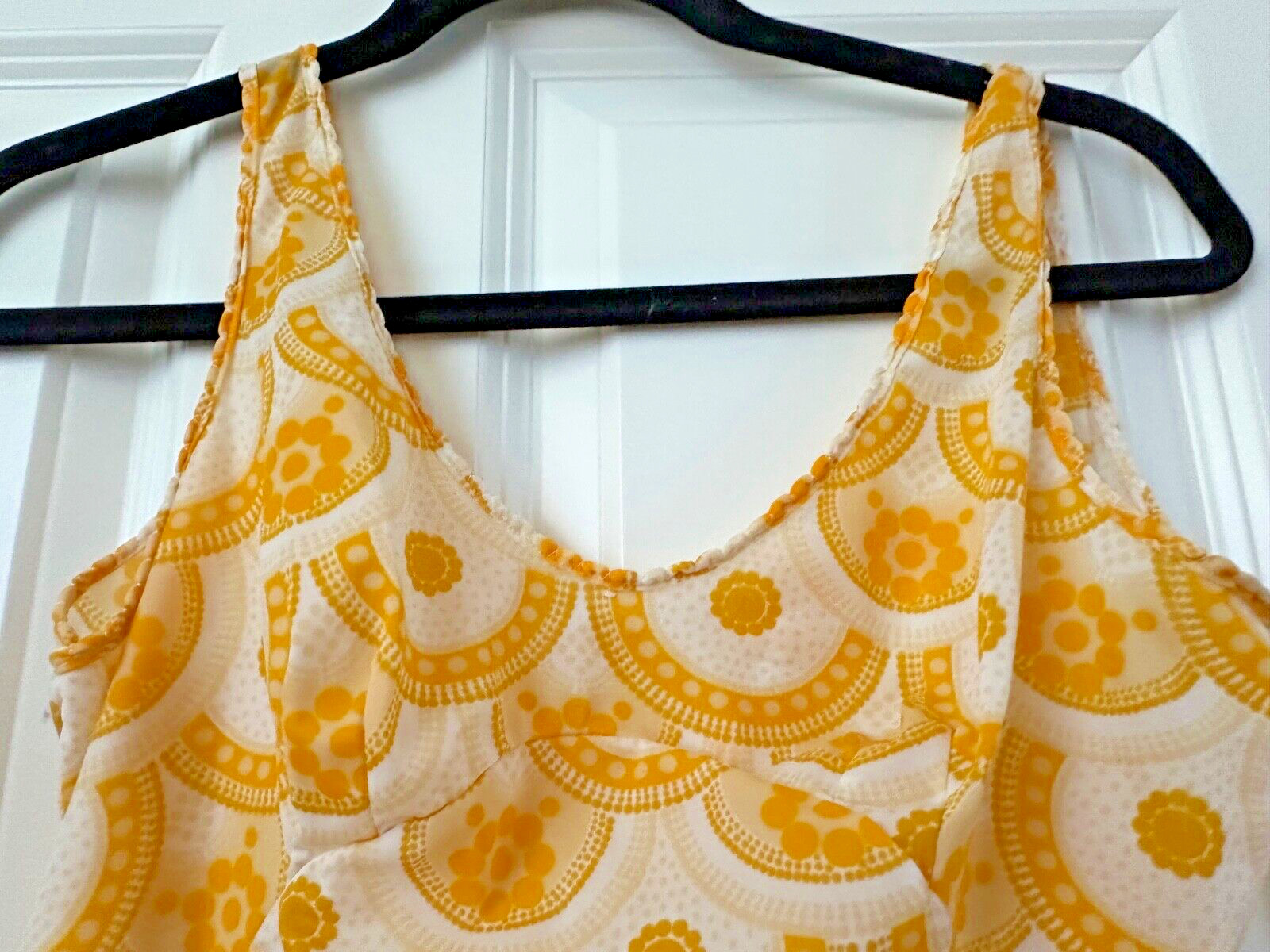Vintage 1970s Women’s Short Nylon Camisole Tank Top Yellow No Tag Size S?