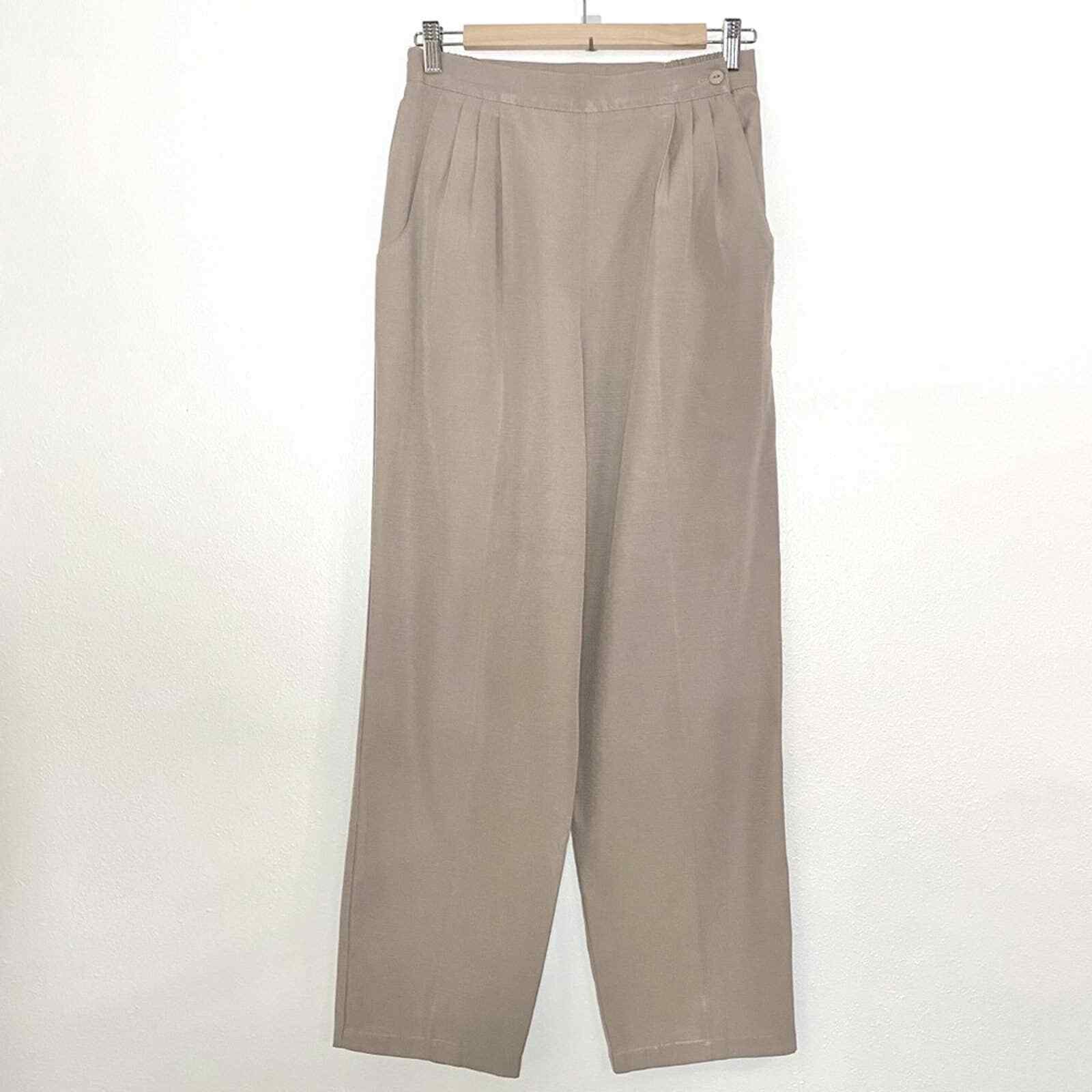 Vintage 80s Fundamental Things trouser pants beige high waisted flat front M
