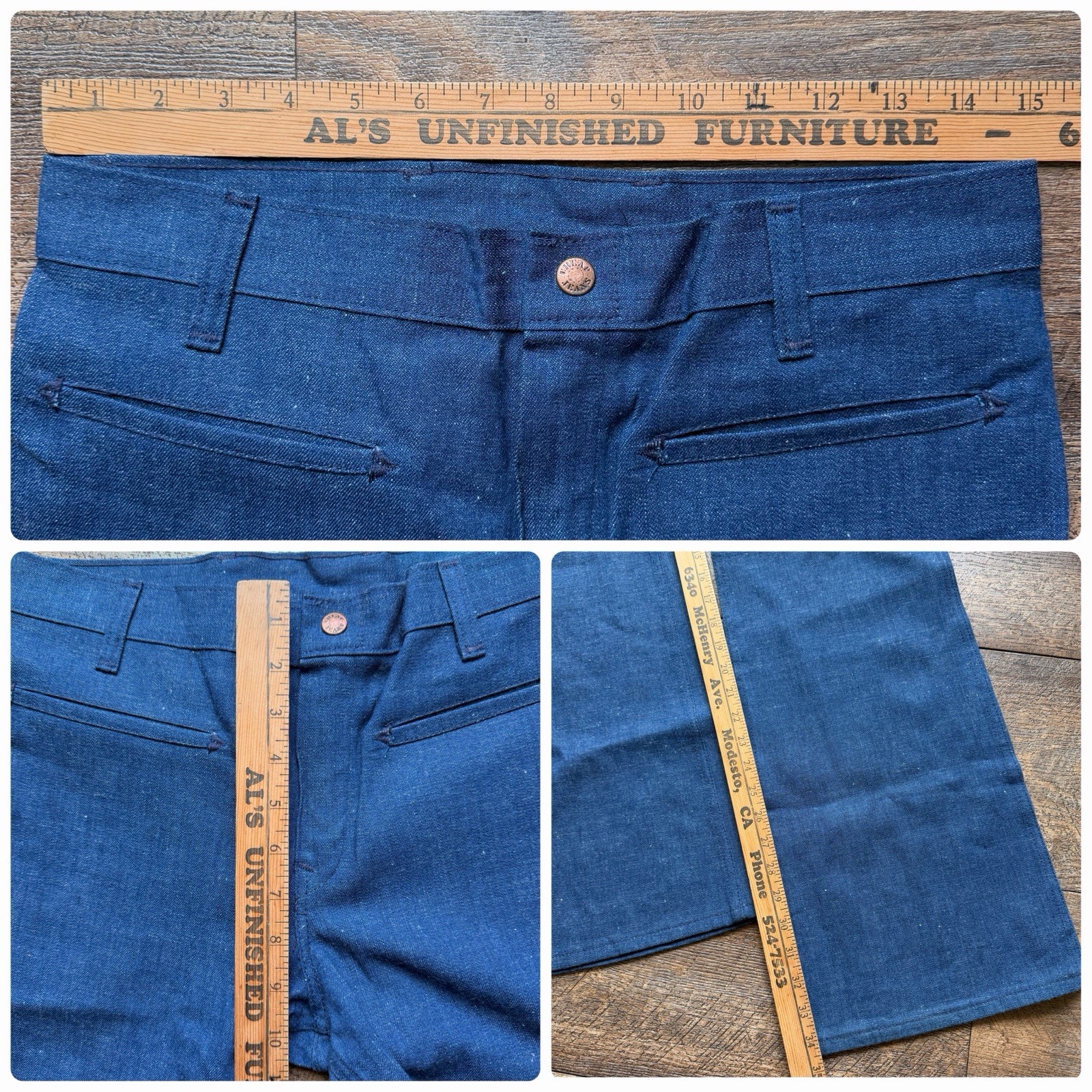NWT Vintage 1970’s Womens 29” Cheap Jeans Deadstock 100% Cotton Blue Flare Jeans