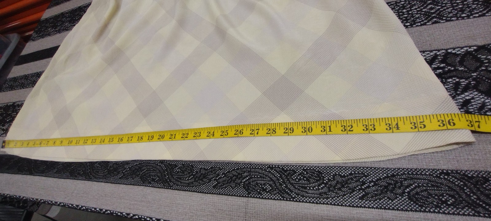 Geoffrey Beene Silk Skirt BeeneBag Summer Colors Yellow Harlequin Plaid 27 waist