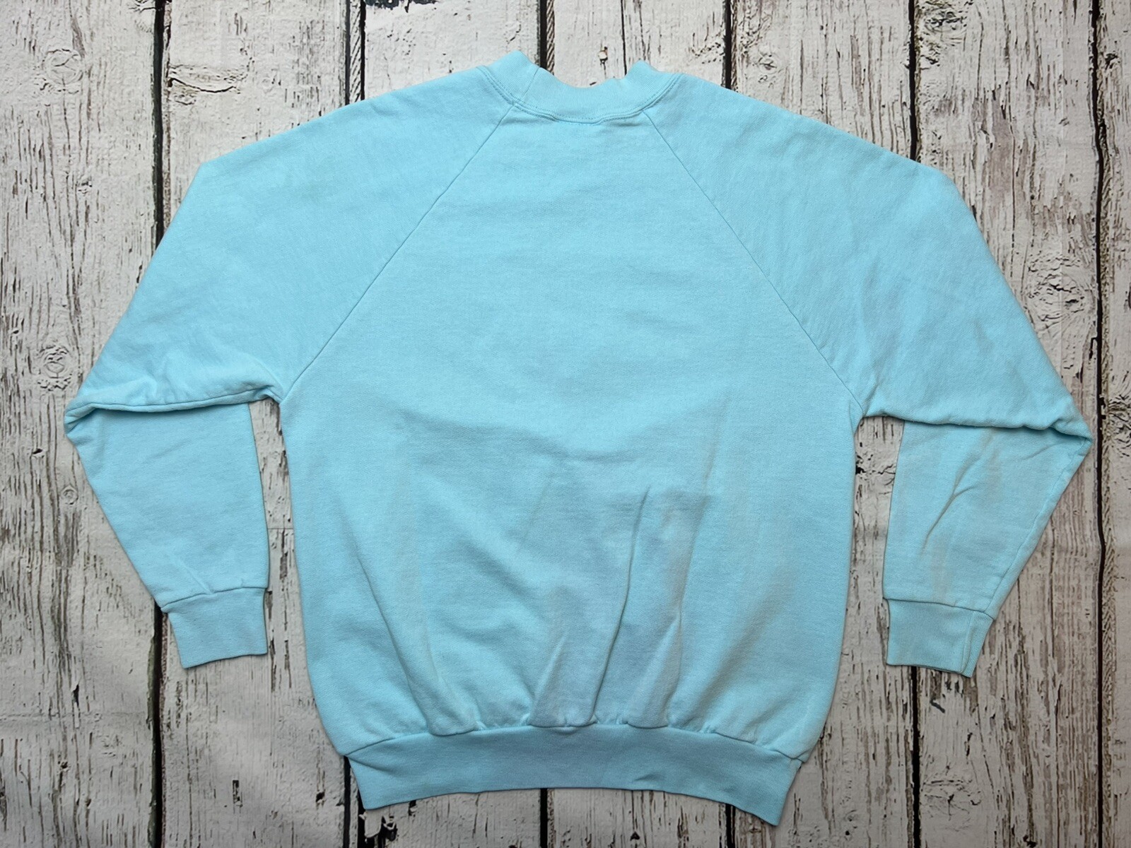 VTG Ocean City Beach Bunny Sunglasses 80’s Teal STAINED Crewneck Sweatshirt – M