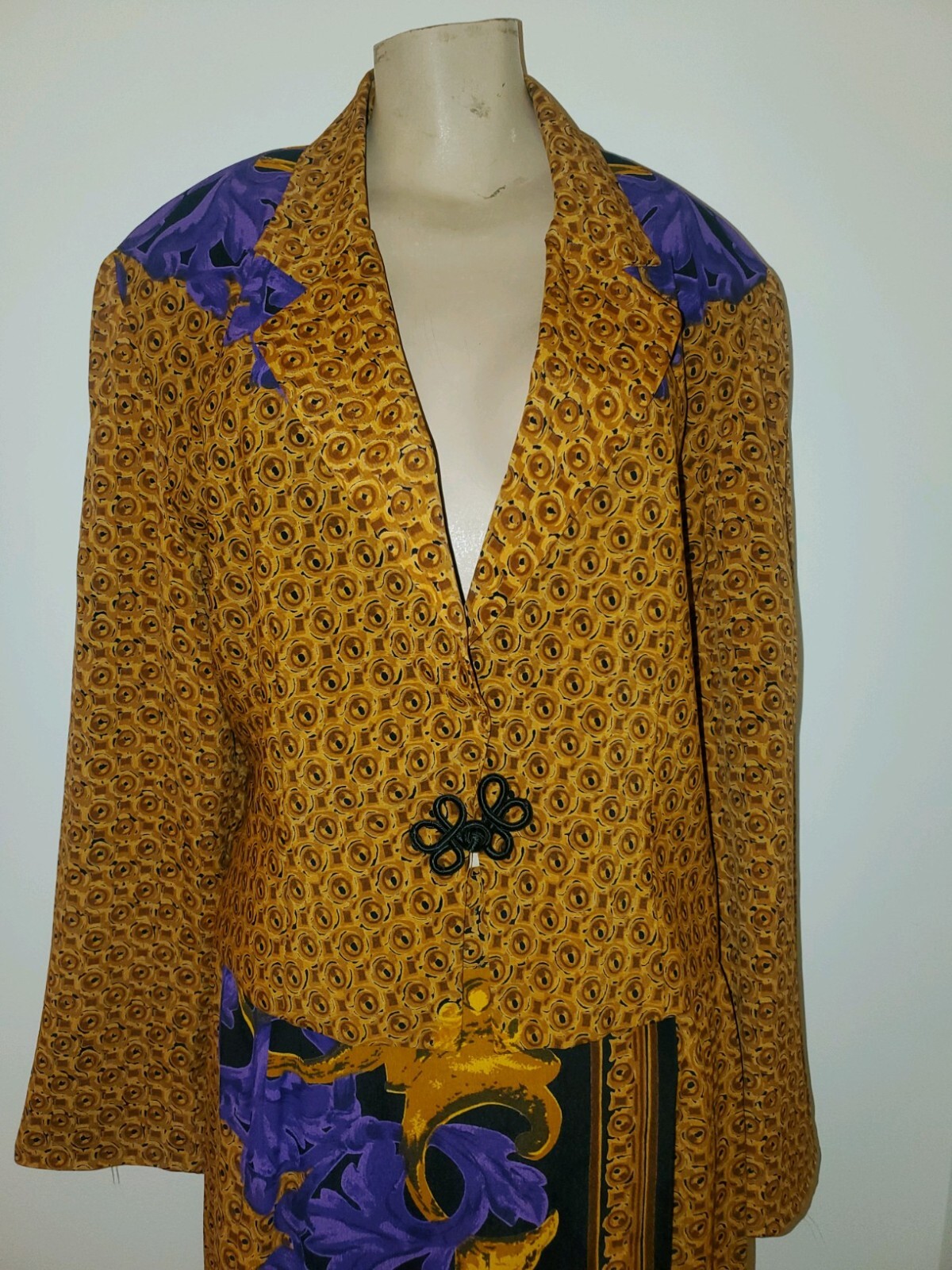 NWT Vintage 80s $108 RV Cappagallo Gold/Purple Floral Jacket Maxi Skirt Suit M/L
